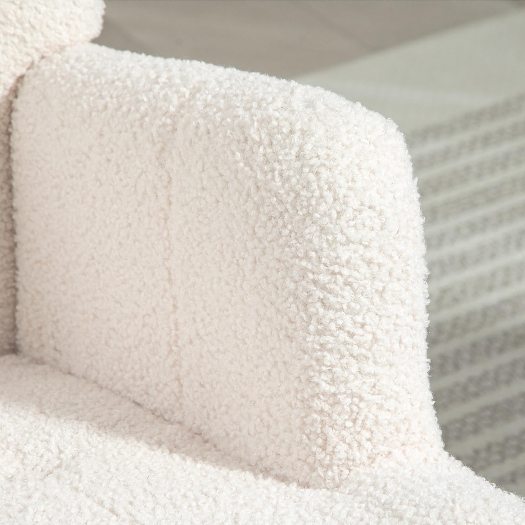 HOMCOM Silla Mecedora, Mecedora de Terciopelo de Teddy con Respaldo Alto, Patas de Madera de Caucho, Reposabrazos, Estilo Moderno, Sillón de Lactancia, Carga 120 kg, para Dormitorio, Salón, Crema
