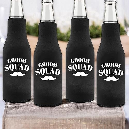 Miniatura 5 de BachpartyGifts Regalos de despedida de soltero, 8 unidades, fundas aislantes para botellas de cerveza, padrinos de boda, enfriador de latas de