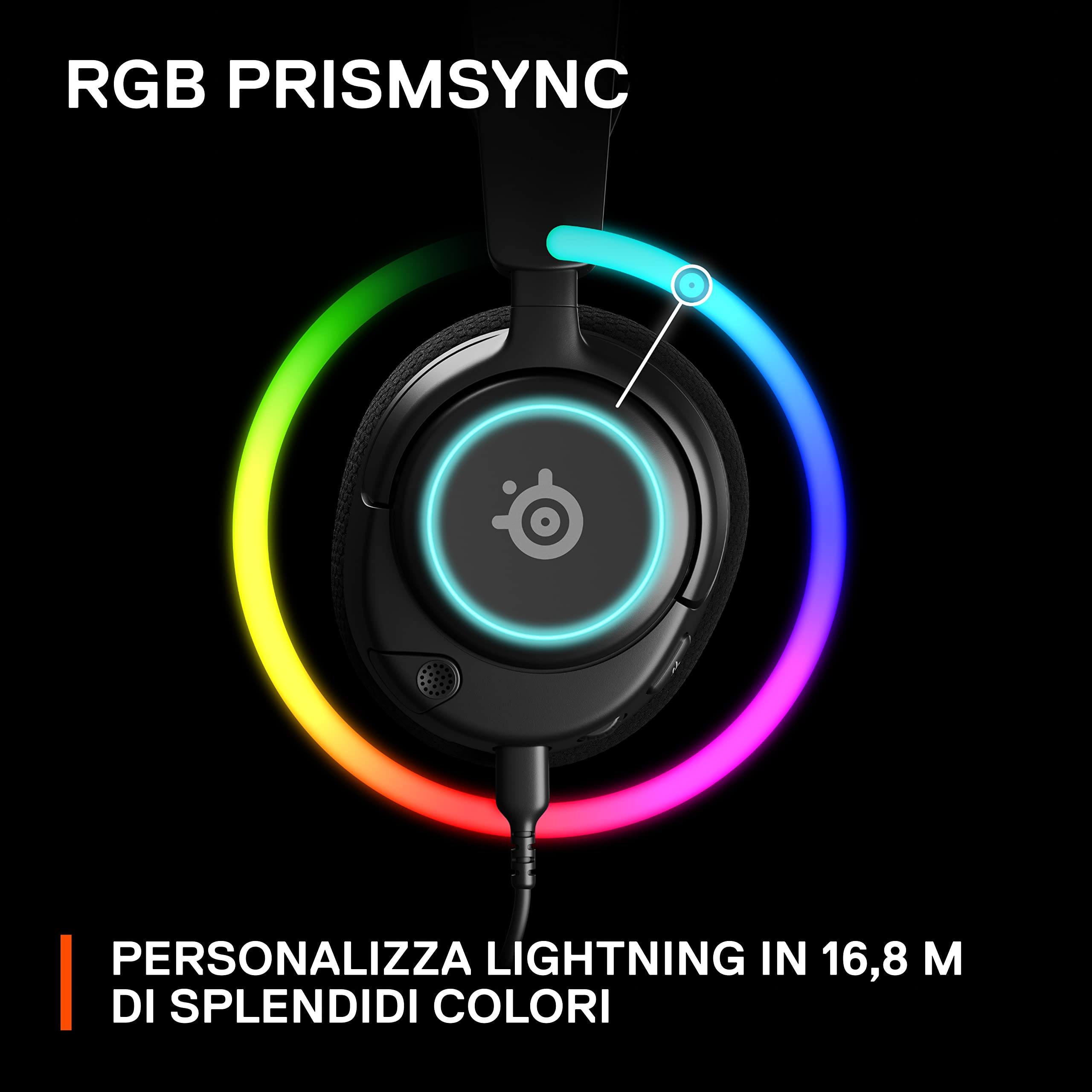 SteelSeries Arctis Nova 3 - Cuffie da gioco multisistema - Driver Hi-Fi - Audio spaziale a 360° - Luci RGB - Padiglioni AirWeave in memory foam - Super leggere - PC, PS5, PS4, Switch