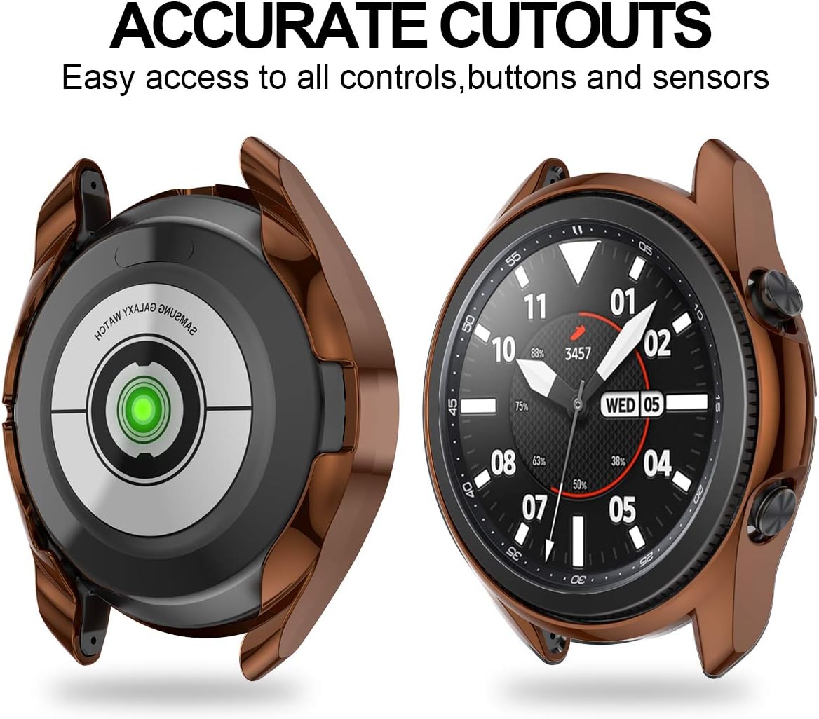 [6+2 Pack] Compatible Samsung Galaxy Watch 3 45mm Case with Screen Protector, Haojavo Soft TPU Cover Protective Bumper Shell + Tempered Glass Screen Protector Film for Samsung Galaxy Watch 3 45mm