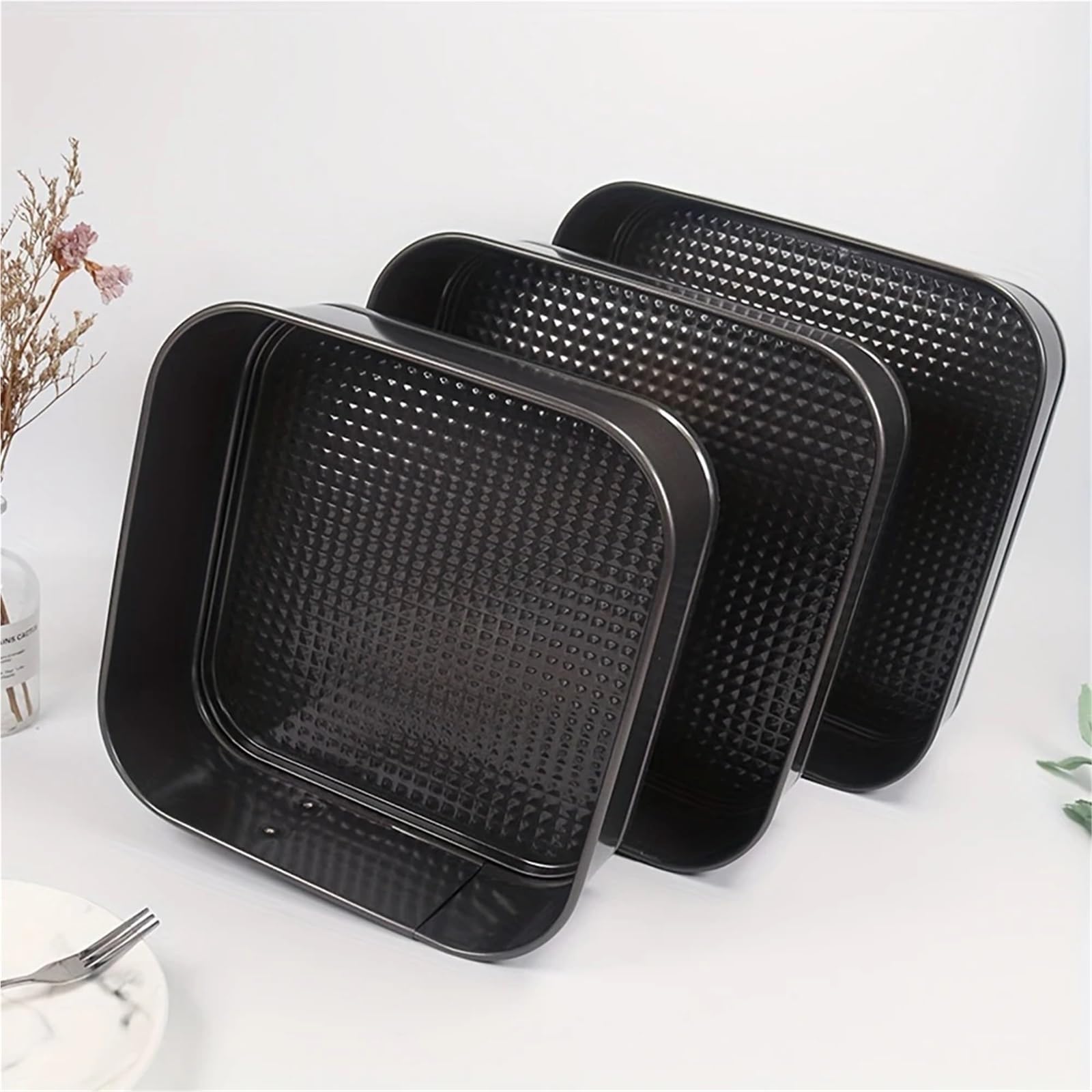 Backbleche Antihaft-Backform aus Metall, quadratische Kuchenform, Backgeschirr, abnehmbarer Boden, Kohlenstoffstahl, Kuchenformen, Küchenzubehör Für Backofen(9.5in)