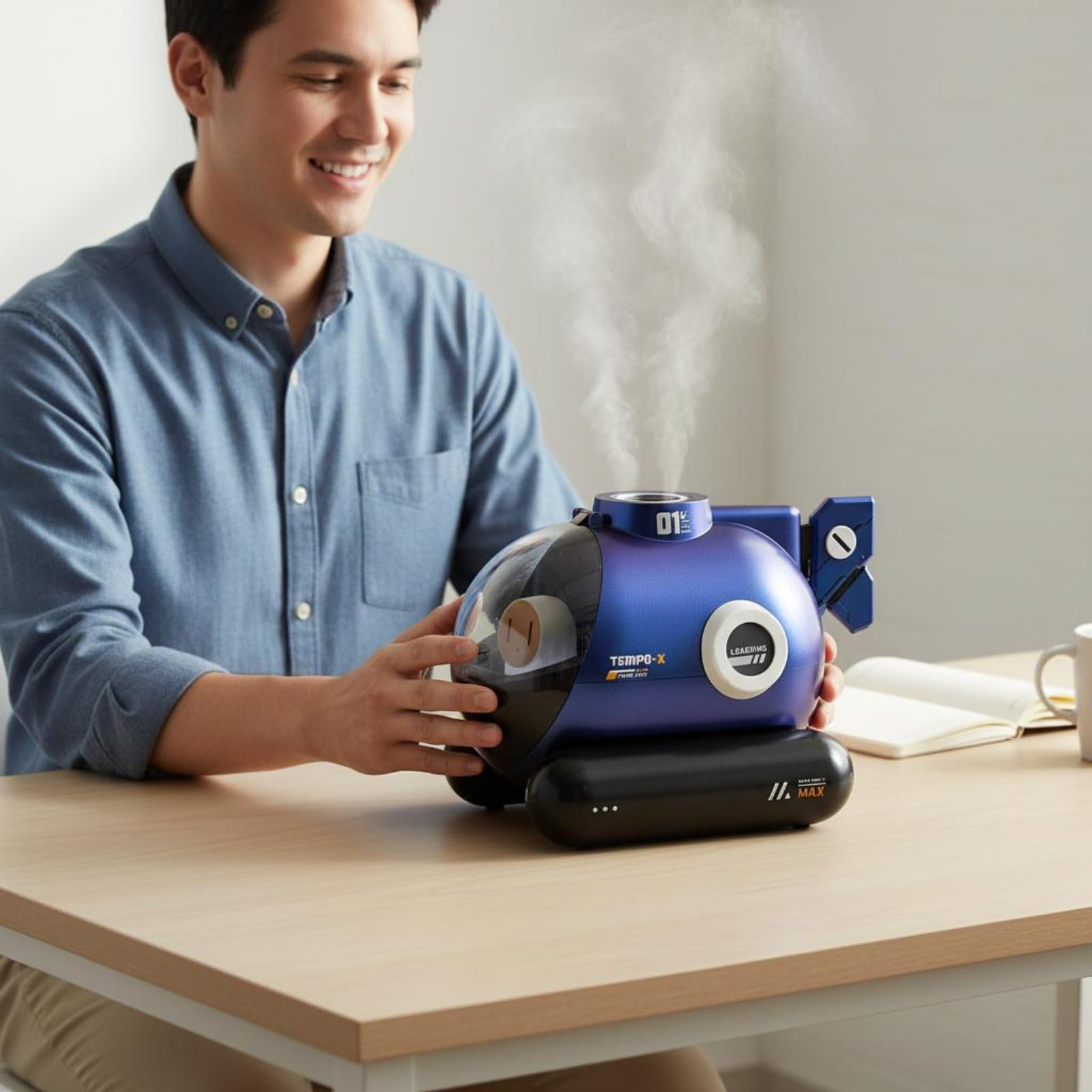 predolo Humidificador de Escritorio Difusor Vaporizador Nebulizador con Diseño Náutico Creativo y Depósito de 250ml Funcionamiento Silencioso y Apagado, Naranja Vibrante