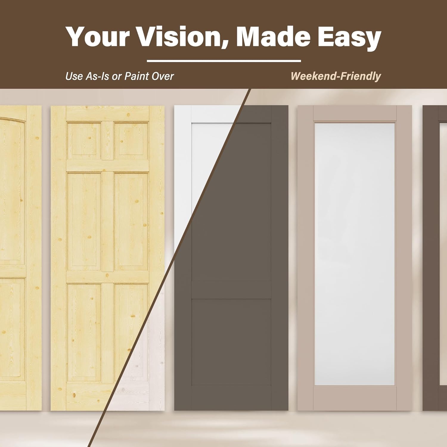 Interior Slab Doors Full-Mirror Solid Core White Primed Standard Door for Bedroom & Living Room,28" x 80"