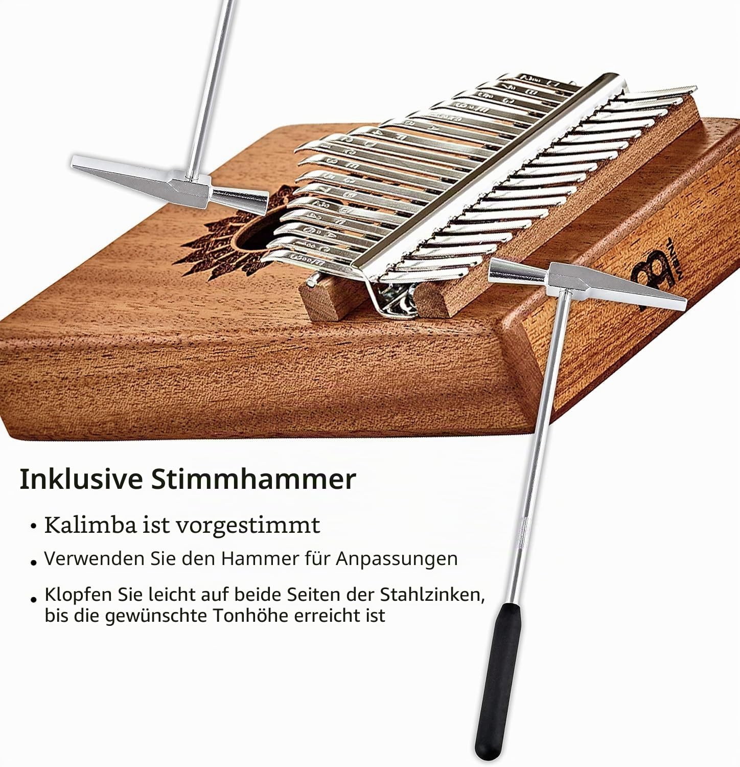 Sonic Energy Soundhole Kalimba, 17 Töne, Mahagoni (KL1708H) | C-Dur, 440 Hz, mit Schallloch, matt, inkl. Etui, Hülle, Tuch und Stimmhammer, Mahagoniholz, Stahl