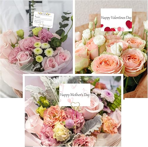 Miniatura 5 de CCINEE 30 piezas de alambre de metal floral titular de la tarjeta de 13 pulgadas de corazón dorado floral púas foto memo titular de coche para boda