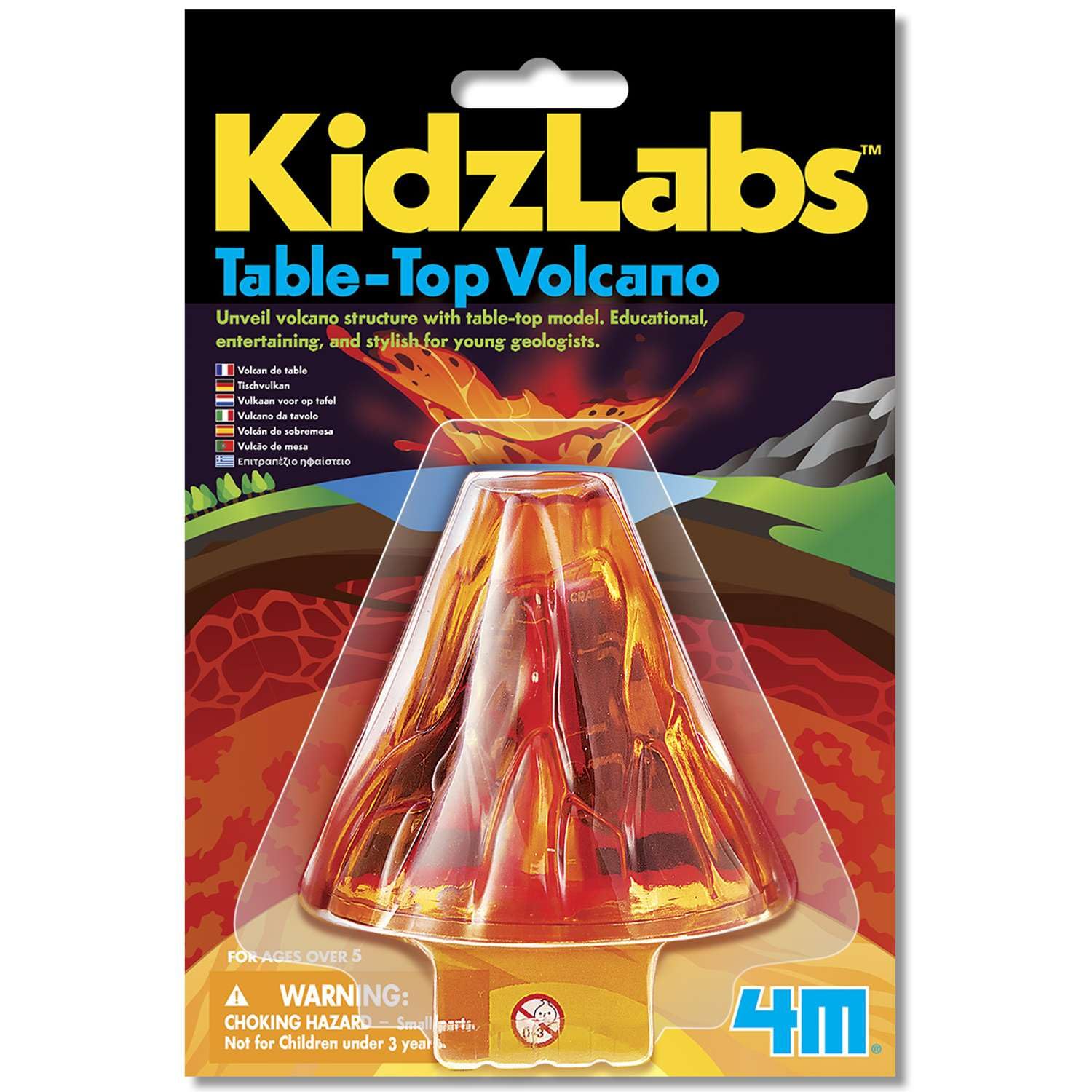 4M KidzLabs Table-Top Volcano STEM Science Kit | Make Your Own Erupting Volcano Model for Kids Age 5+ | Fun Chemistry & Geology Learning Toy | Educational Activity & Gift Idea for Boys & Girls