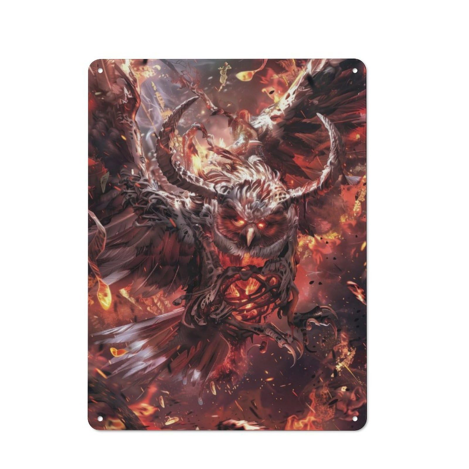 Classic Kitchen Metal Sign 40x30cm Featuring Demonic Owl From Hell, Cafe Wall Decor for Restaurant, Kitchen, Counter Or Breakfast Nook