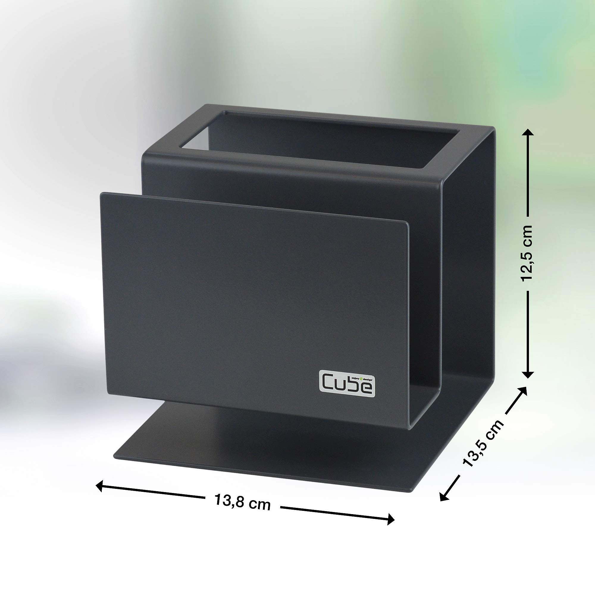 Cube Spülbecken Organizer Set Made in Germany: Prämierter Küchenorganizer inkl. Seifenspender & Spülbürste – Edler & Praktischer Spülorganizer für eine Aufgeräumte Küche – Spülset Anthrazit