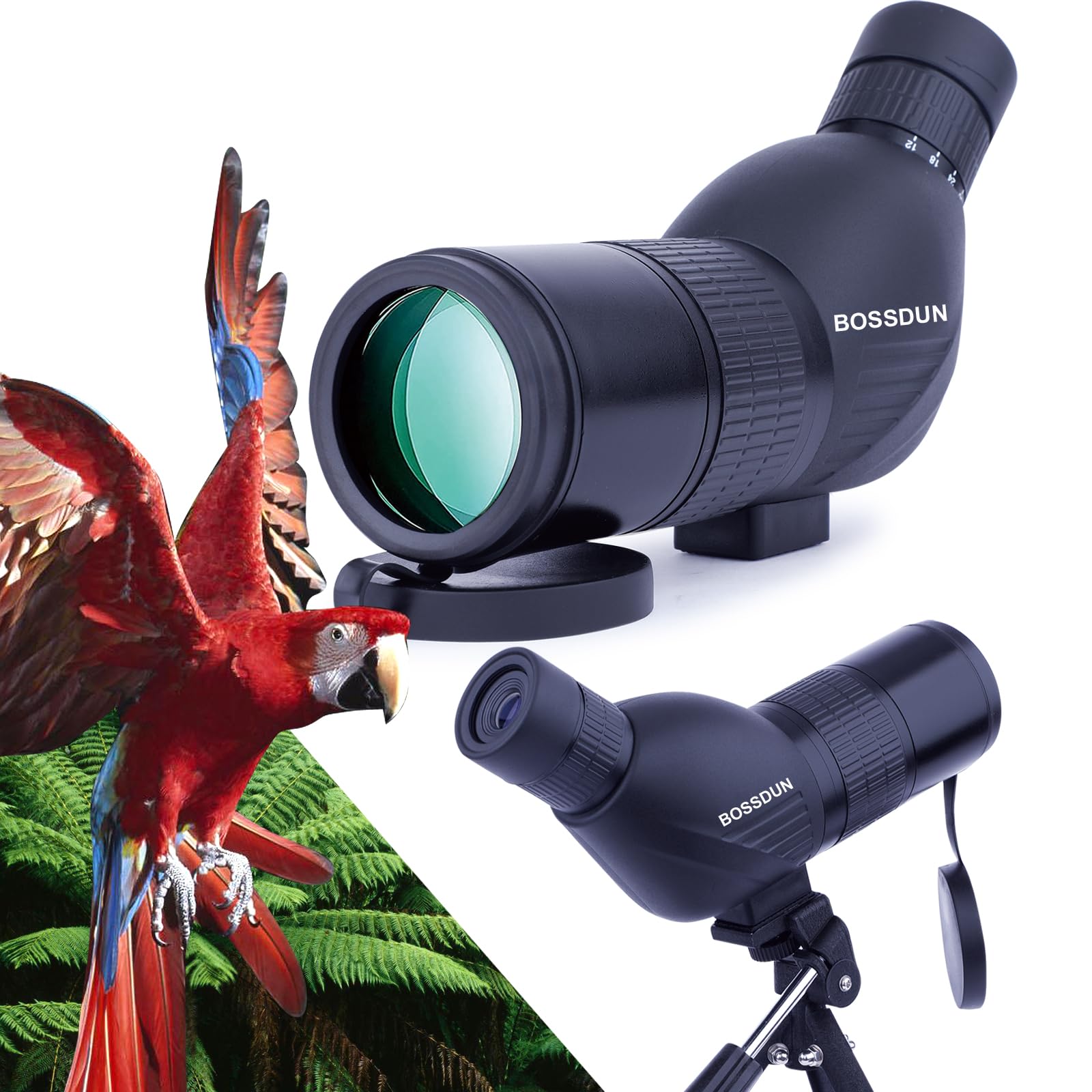 Cannocchiale, cannocchiale da caccia per il tiro al bersaglio, telescopio impermeabile con treppiede con prisma BAK4, adattatore per telefono, borsa per il trasporto (50B)