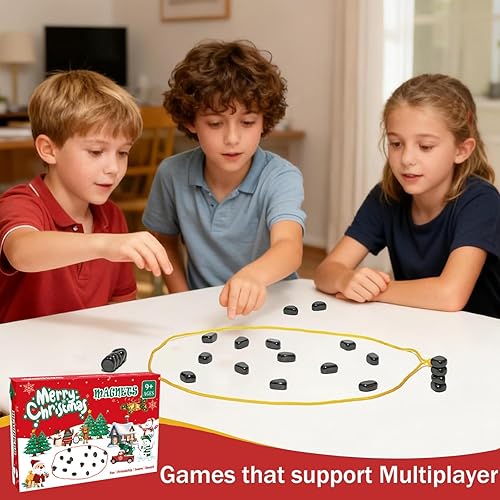 Miniatura 4 de Juego de ajedrez magnético, juegos de mesa de batalla multijugador con cuerda, juego de estrategia de mesa, juego de ajedrez portátil con bolsa de