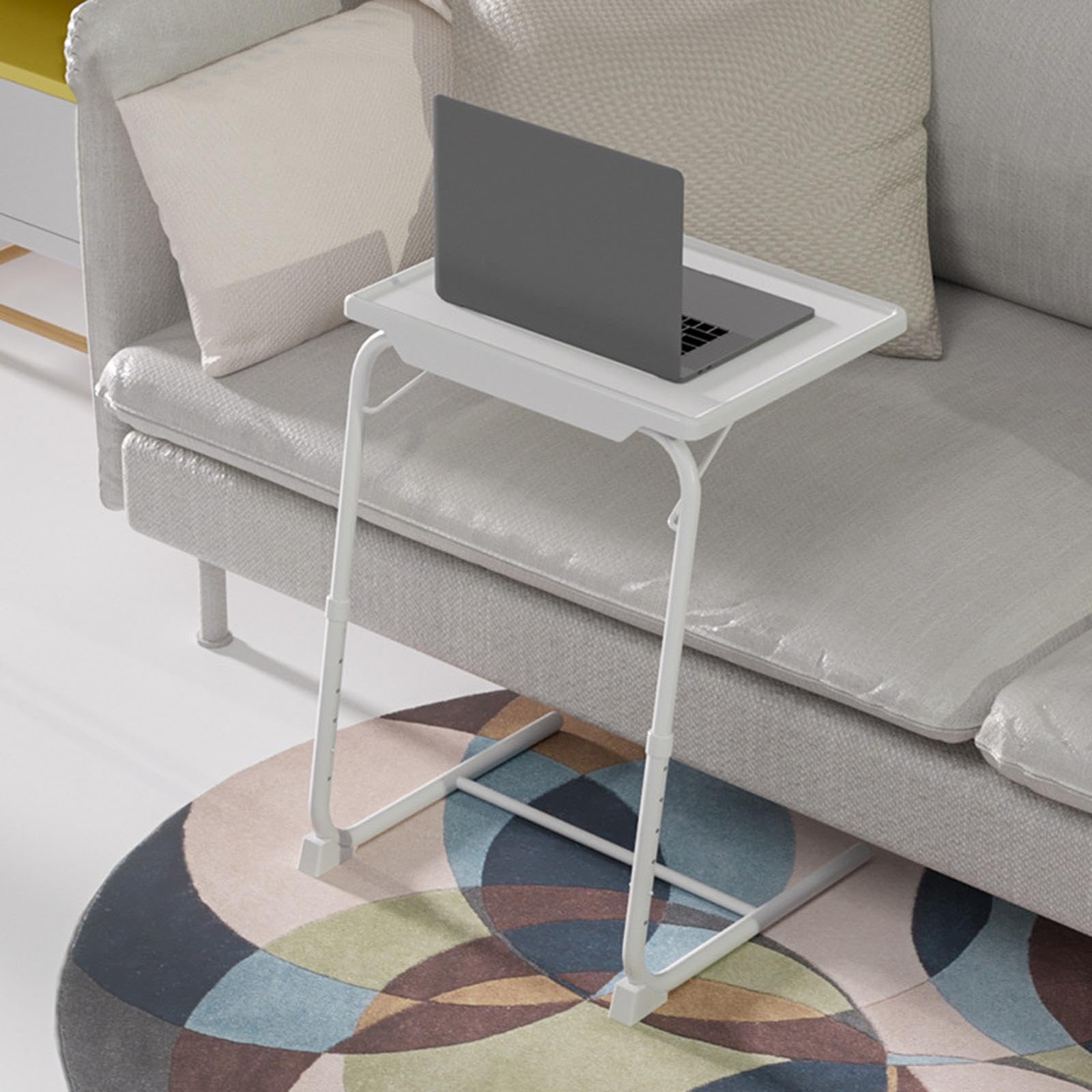 TV Tray Table 3 Tilt Angle Adjustments Folding Computer Desk for Sofa Office White-image-35