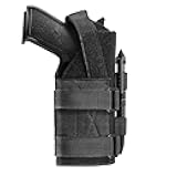 Molle Holster Universal Pistol Holster Nylon Molle Pistol Holster for Most Compact Medium Full Size Pistol Glock 17 19 22 23 31 43 45, S&W M&P 9mm, Taurus 92, Beretta with Under Barrel Attachment
