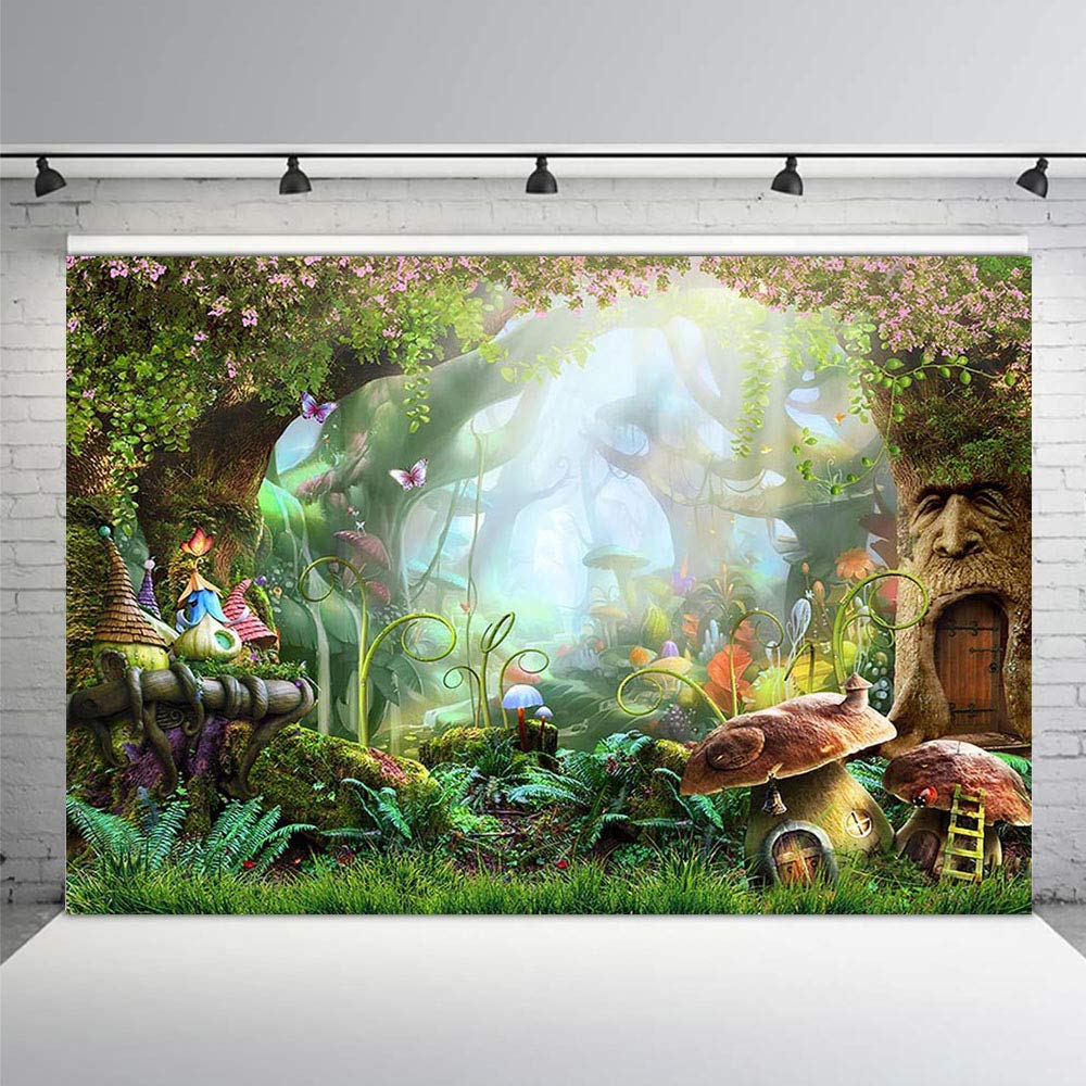 MIRRORANG Toile de fond de château fantaisie 4,5 x 3 m, conte de fées, palais de princesse, fontaine d'arbre à fleurs roses, photographie pour filles, fête MIRRORANG Toile de fond de château fantaisie 4,5 x 3 m, conte de fées, palais de princesse, fontaine d'arbre à fleurs roses, photographie pour filles, fête