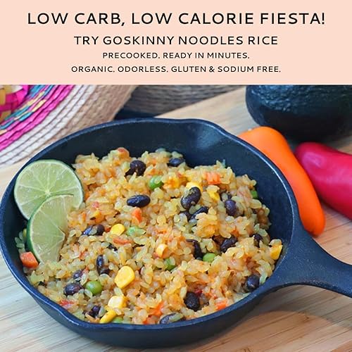 Miniatura 5 de GoSkinny Noodles Arroz (12), orgánico, sin olor, Shirataki y Konjac, bajo en carbohidratos, bajo en calorías, sin gluten, vegano, kosher, keto, apto
