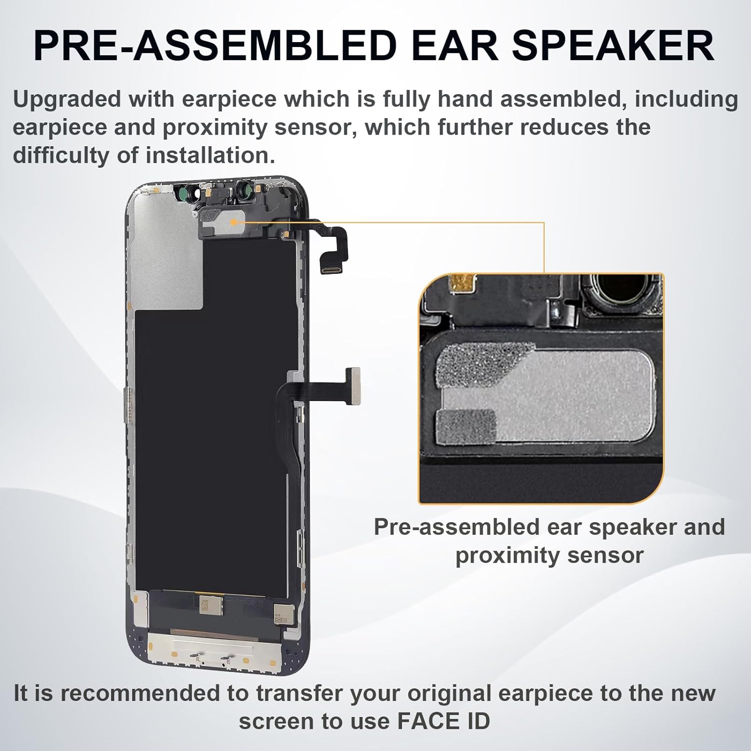 for iPhone 12 PRO MAX OLED Screen Replacement with Earpiece Proximity Sensor 12PROMAX OLED 3D Touch Display Digitizer 6.7" Full Repair Tools Kit with Magnetic Screws A2342 A2410 A2411 A2412