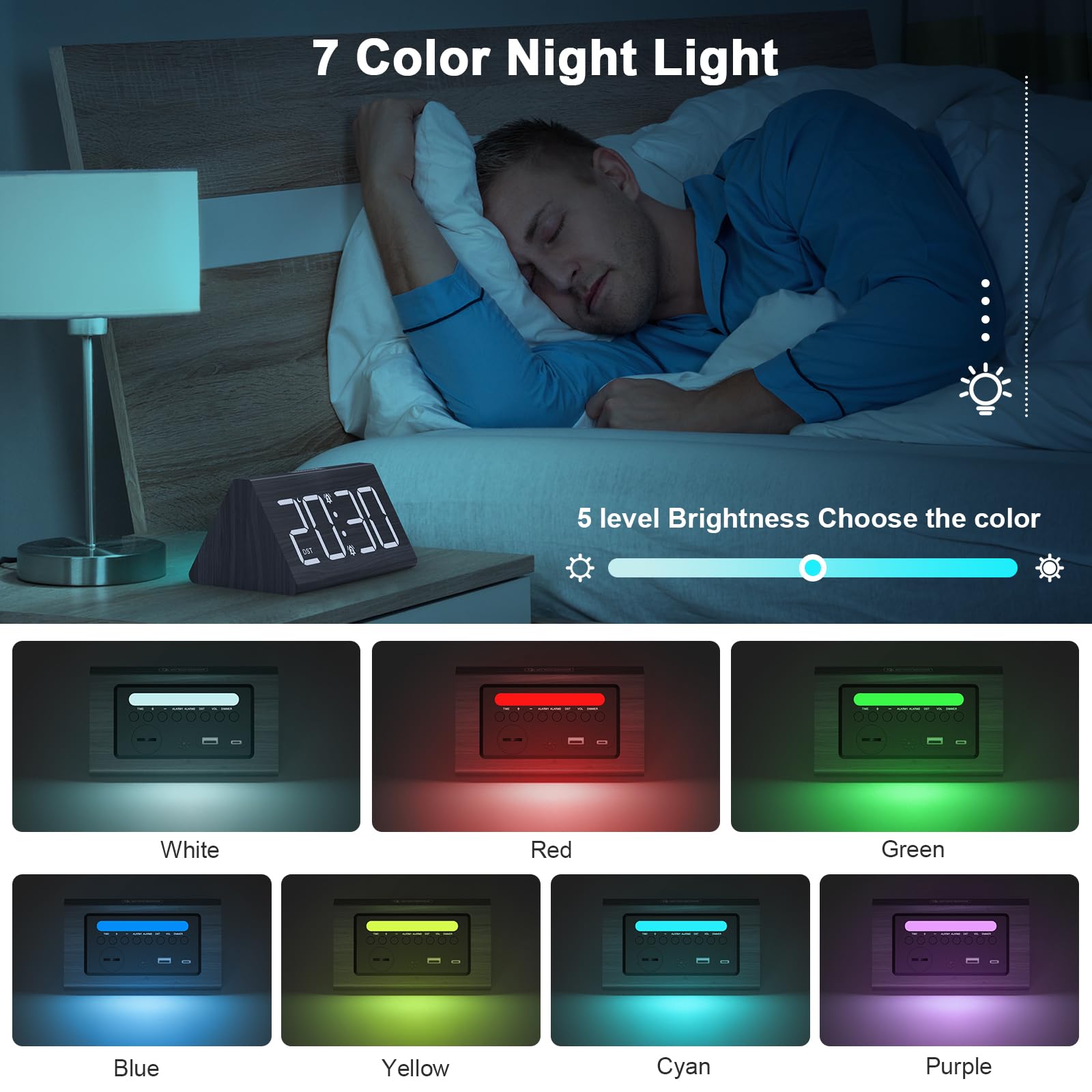 Zawaer Digitaler Wecker Mit Große LED, 2 Wecker Laut, Wecker
