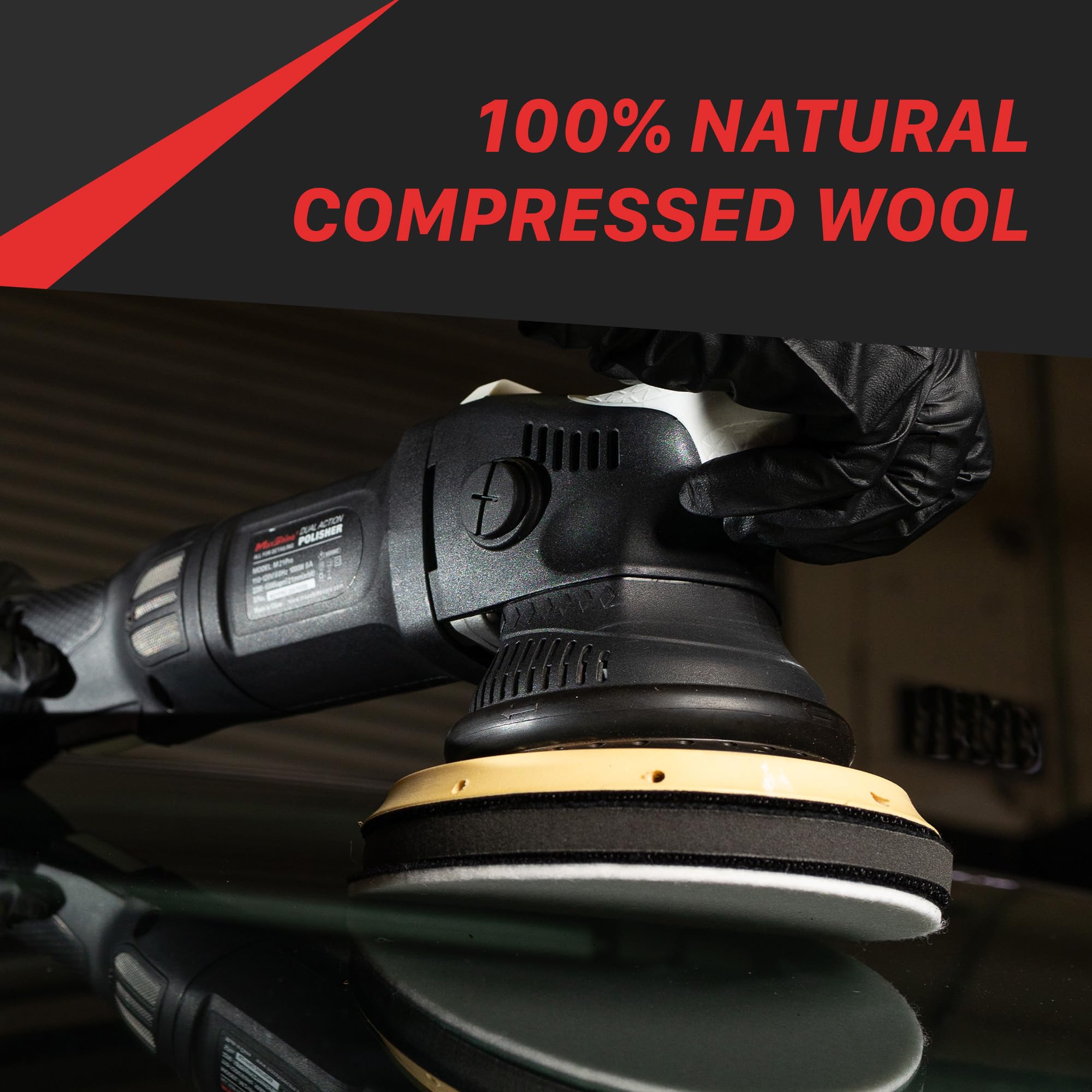 Maxshine Almohadilla universal de fieltro de lana de 6 pulgadas, 2 piezas, 100% lana natural comprimida con gancho y bucle, ideal para pulir vidrio, pintura dura y superficies irregulares