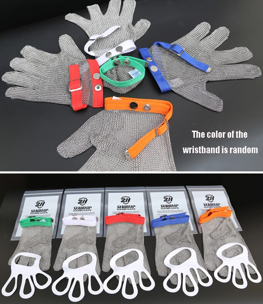 WXYZ Guantes de protección de protección de Seguridad de Nivel 9,Guantes de Trabajo de Acero Inoxidable tamaño Ajustable (Color : 3pcs/XS)