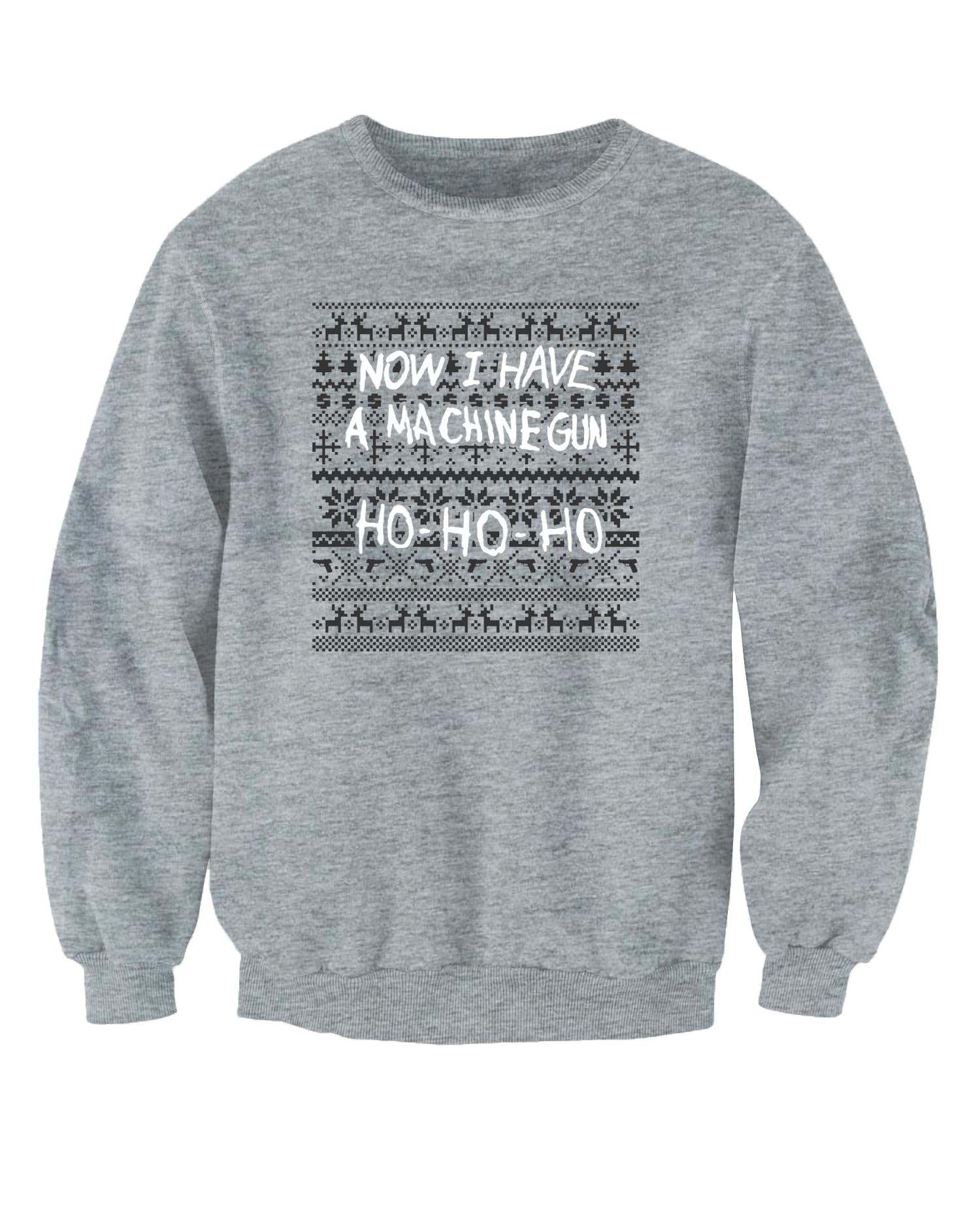 Christmas Jumpers - Nostalgic Unisex Grey Now I Have A Machine Gun Ho Ho Ho Die Hard Inspired Adults Christmas Jumper Sweatshirt (Uk, Alpha, Xxl, Regular, Regular)