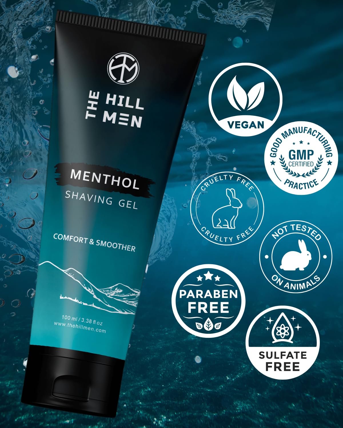 The Hill Men - Menthol Shaving Gel 100 Ml | Shave Lotion for Men| Moisturizing & Cooling Post Lotion| Alcohol, Sulphate Chemical Free Soothes Refresh the Dry Oil Normal Skin Chemical Alcohol 2