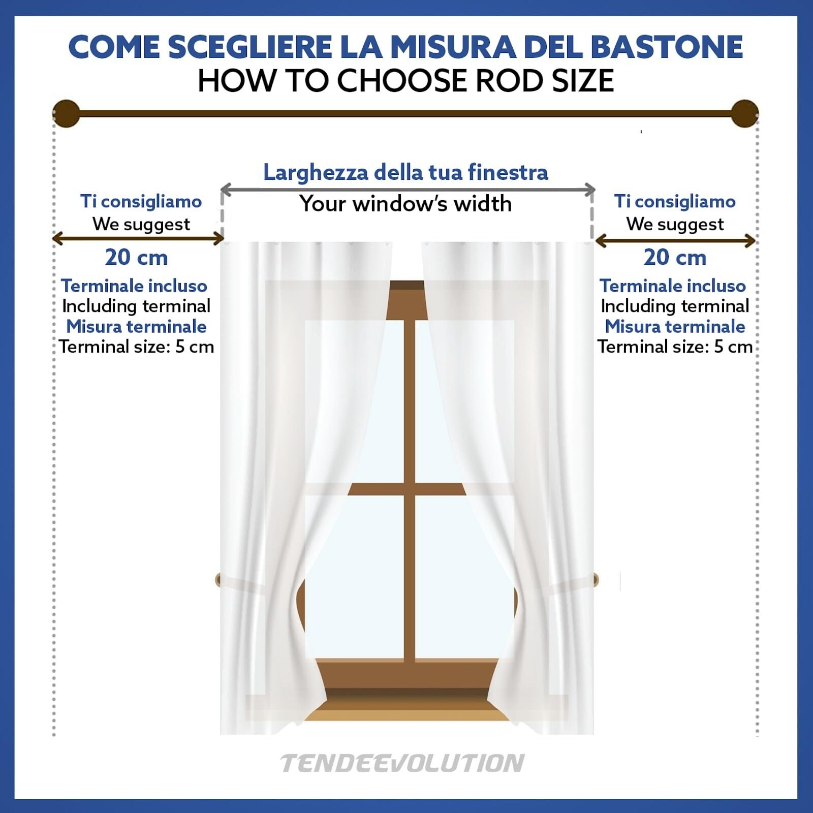 TENDEEVOLUTION Bastone Tenda Legno con Anelli e Accessori, Diametro 23 mm, Lunghezza da 100 a 200 cm Movimento Manuale. Bastone Tenda Bianco e Altri Colori con Supporti e Terminali (NATURALE, 140 CM)