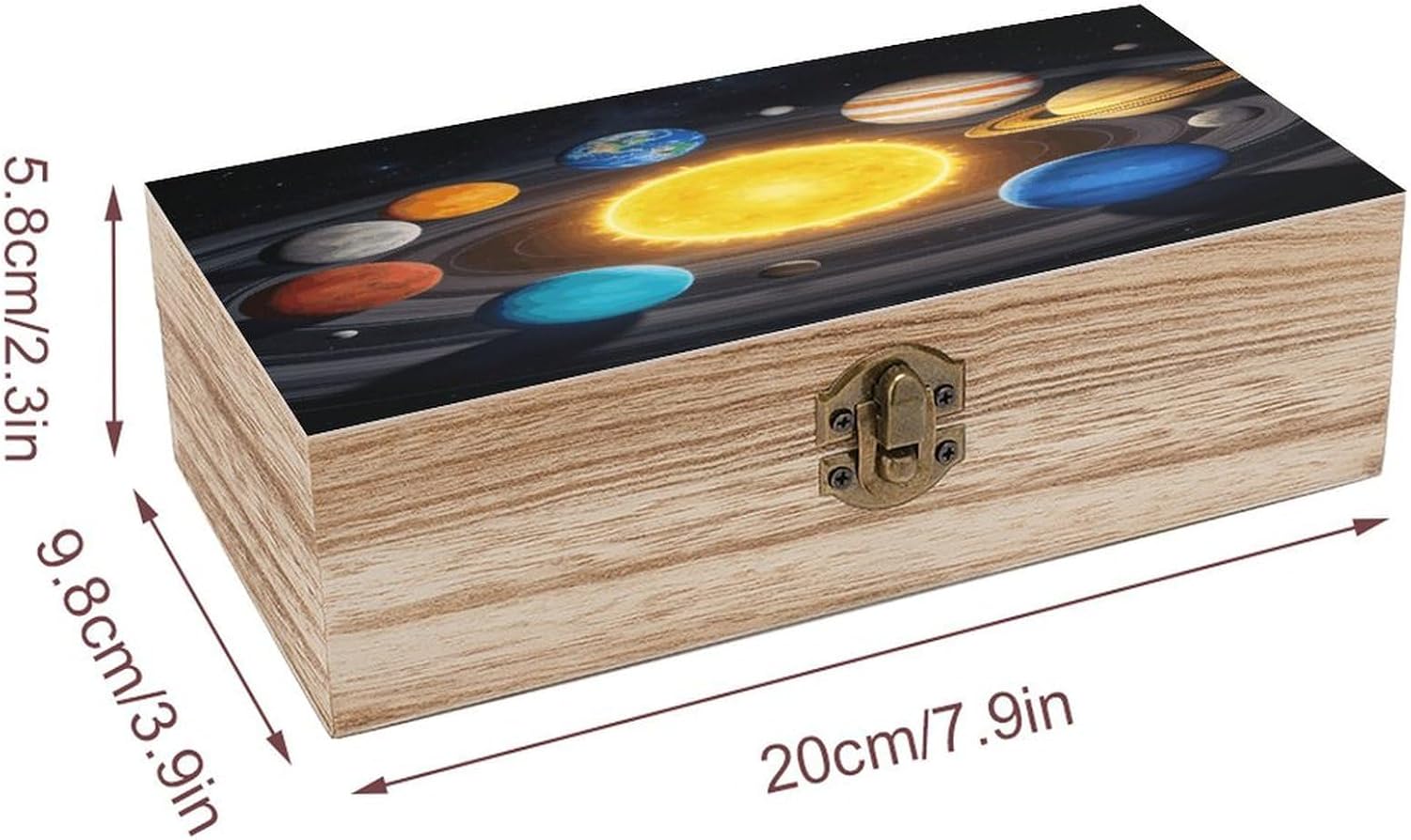Solar System Space Wood Box Rectangular Organizer Box image 2