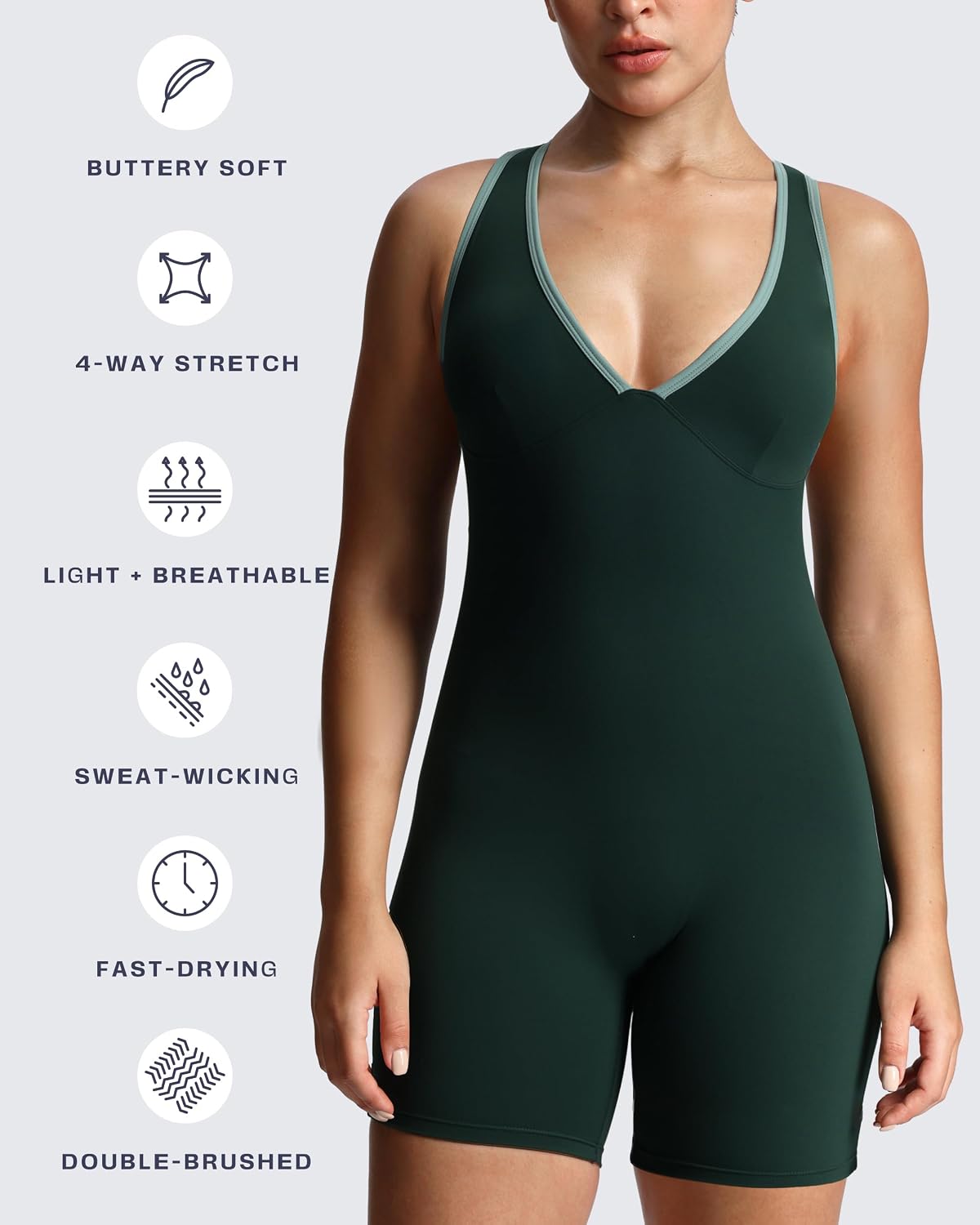 Aoxjox Women's Workout Rompers Halter Lexi Lined Bodysuit Shorts 6" | Women's Rompers, Halter, Cross Back, One Piece Gym Yoga Sports Bras, Buttery Soft Fabric, Removable Pads
