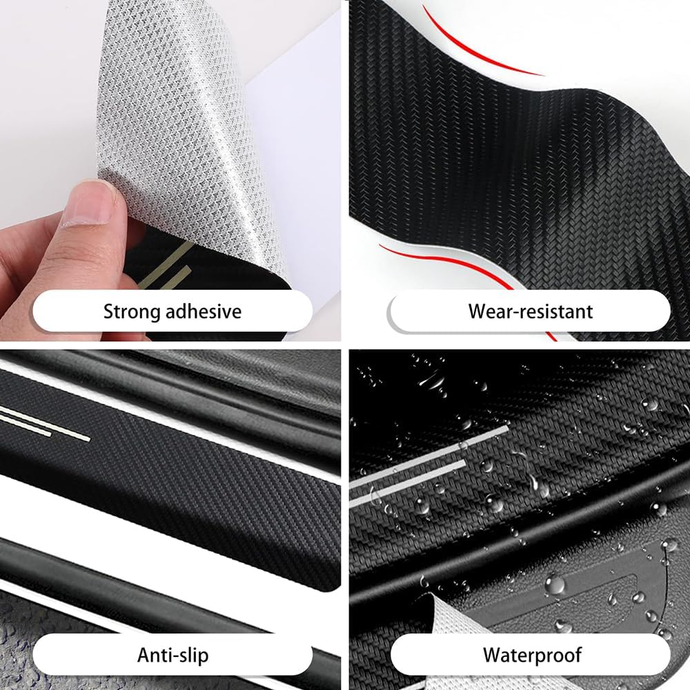 EIWXEFQT 5Pcs Car Door Sill Protector Strips For MG3 MG4 EV MG5 MG6 MG HS, Car Door Sill Scuff Plate Kick Plates Automobile