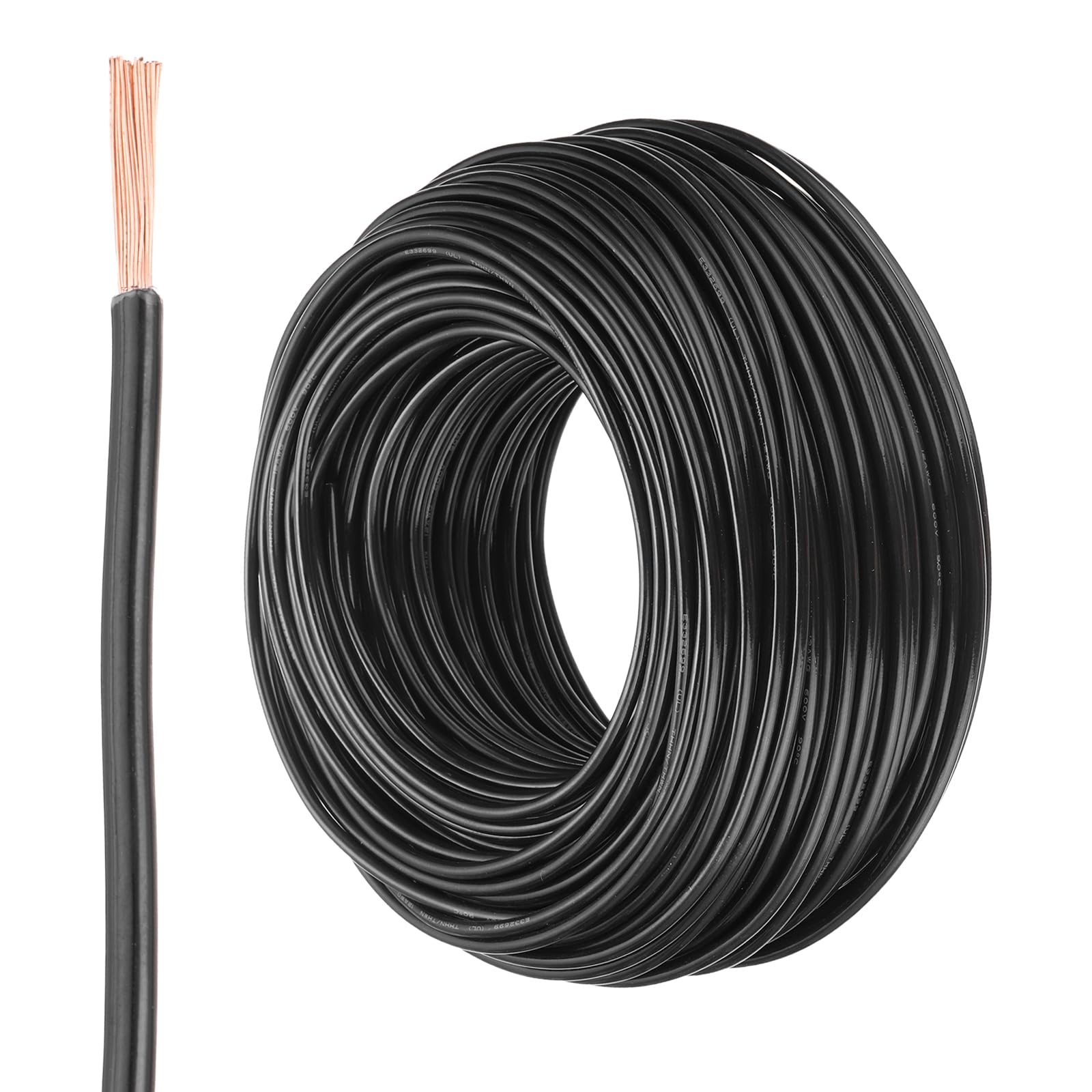 QUARKZMAN Kabel elektryczny z izolacją miedzianą 12 AWG 200 stóp kabel przyłączeniowy THHN kabel do dzwonka przemysłowego okablowanie do przyczepy 600 V aukcja UL czarny