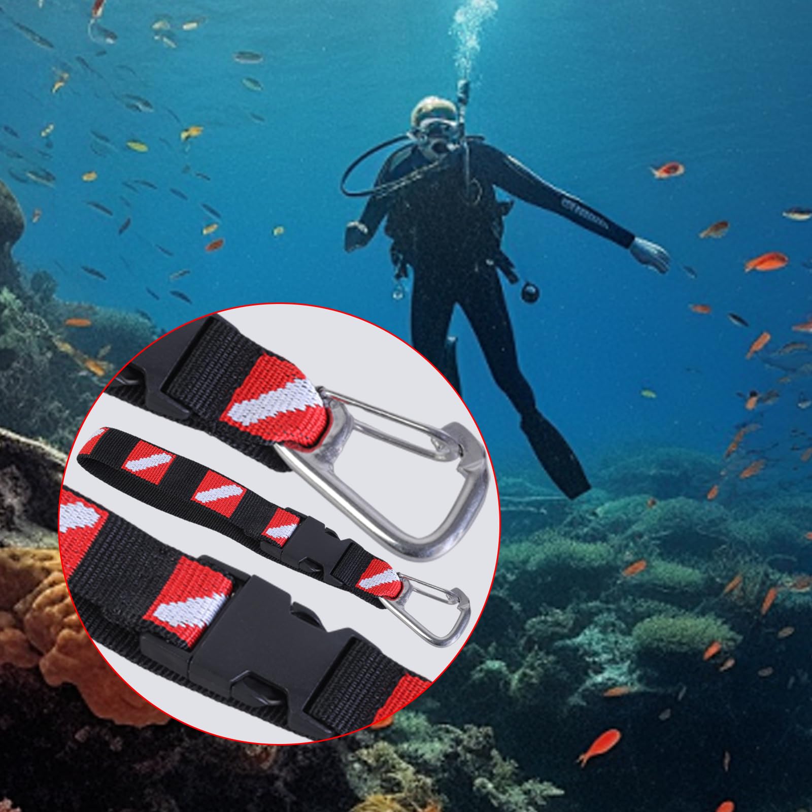 WEISUYUUS Nylon Scubas Diving Lanyard Strap with Webbings Strap & Quickly Release Buckles Scubas Lanyard Clip AntiLost Lanyard