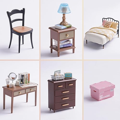 Miniatura 8 de ROBOTIME Kit de casa en miniatura de bricolaje, mini casa de muñecas, juego de juguetes de construcción de pequeñas habitaciones de plástico con