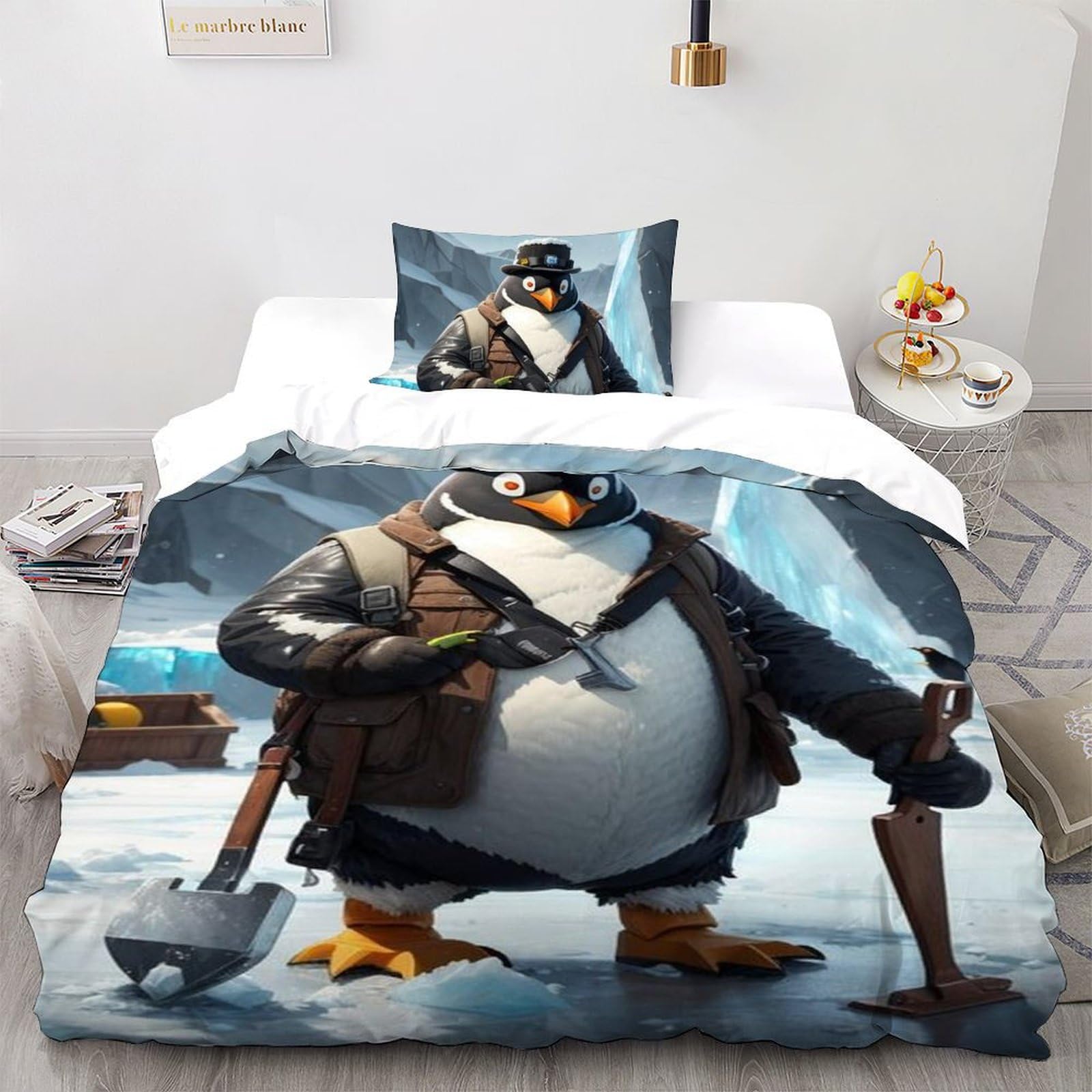 Housse de couette pingouin de neige cadeau idéal literie enfant microfibre 3D