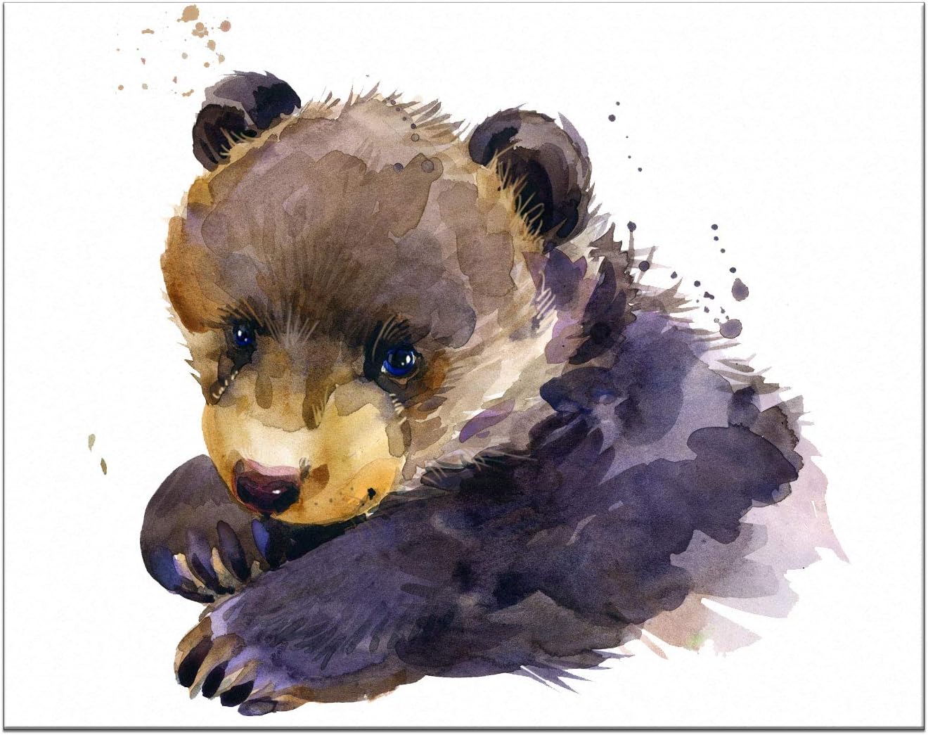 7Dots Art. Baby animals. Watercolor Art Print, poster 8"x10" on Fine Art thick Watercolor paper for childrens kids room, bedroom, bathroom. Wall art decor for boys, girls. (Bear cub)