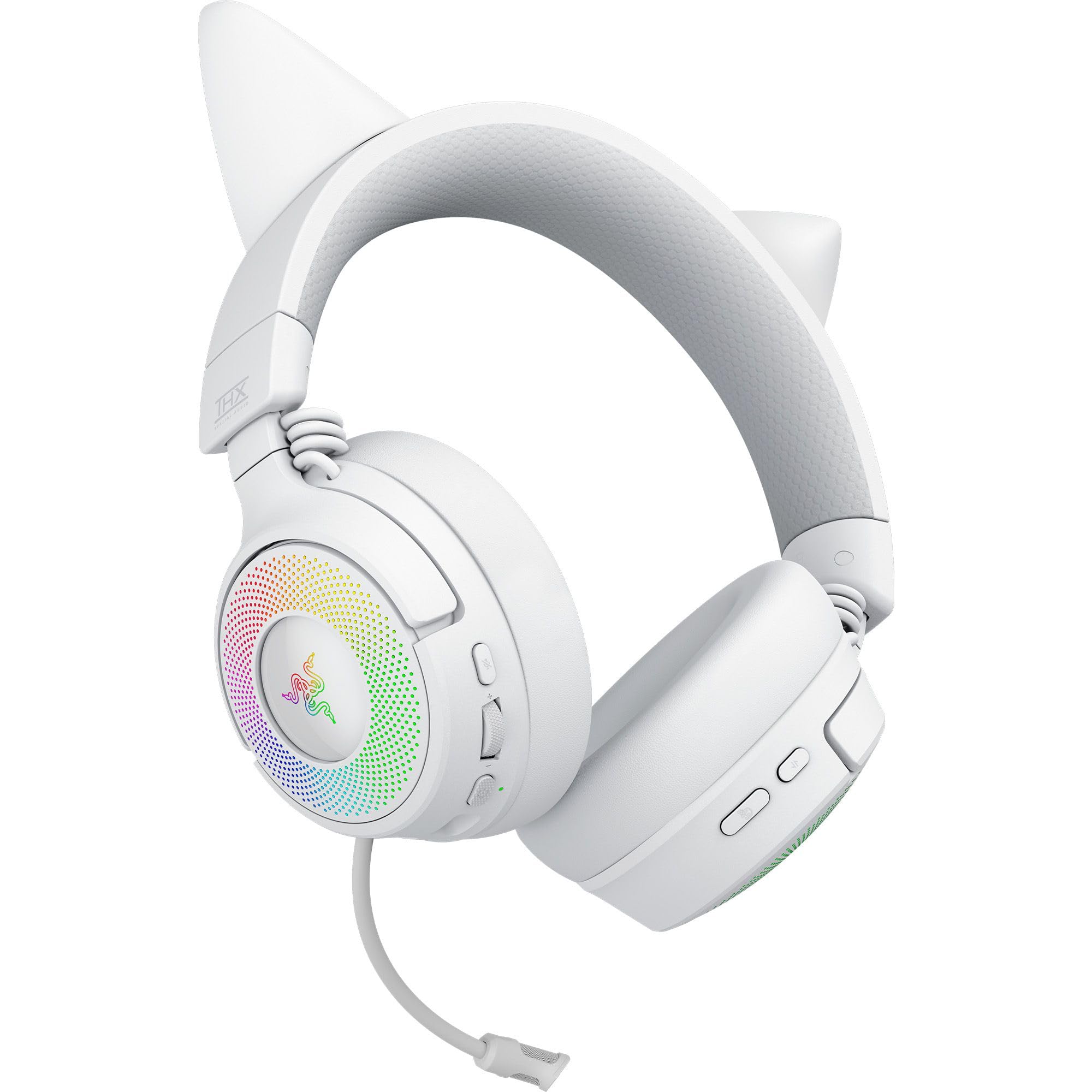 Razer Kraken Kitty V3 Pro – bezprzewodowy zestaw słuchawkowy RGB Kitty do gier – reaktywne uszy kota do streamowania – Triforce 40 mm Przetwornik – Hyperspeed Wireless i Bluetooth | Biały