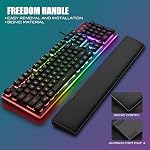 RedThunder K10 Wired Gaming Keyboard and Mouse and Wrist Rest Combo, RGB Backlit, Anti-ghosting Keyboard + 7D 7200 DPI Mice+Soft Leather Wrist Rest 3 in 1 PC Gamer Accessories(Black)