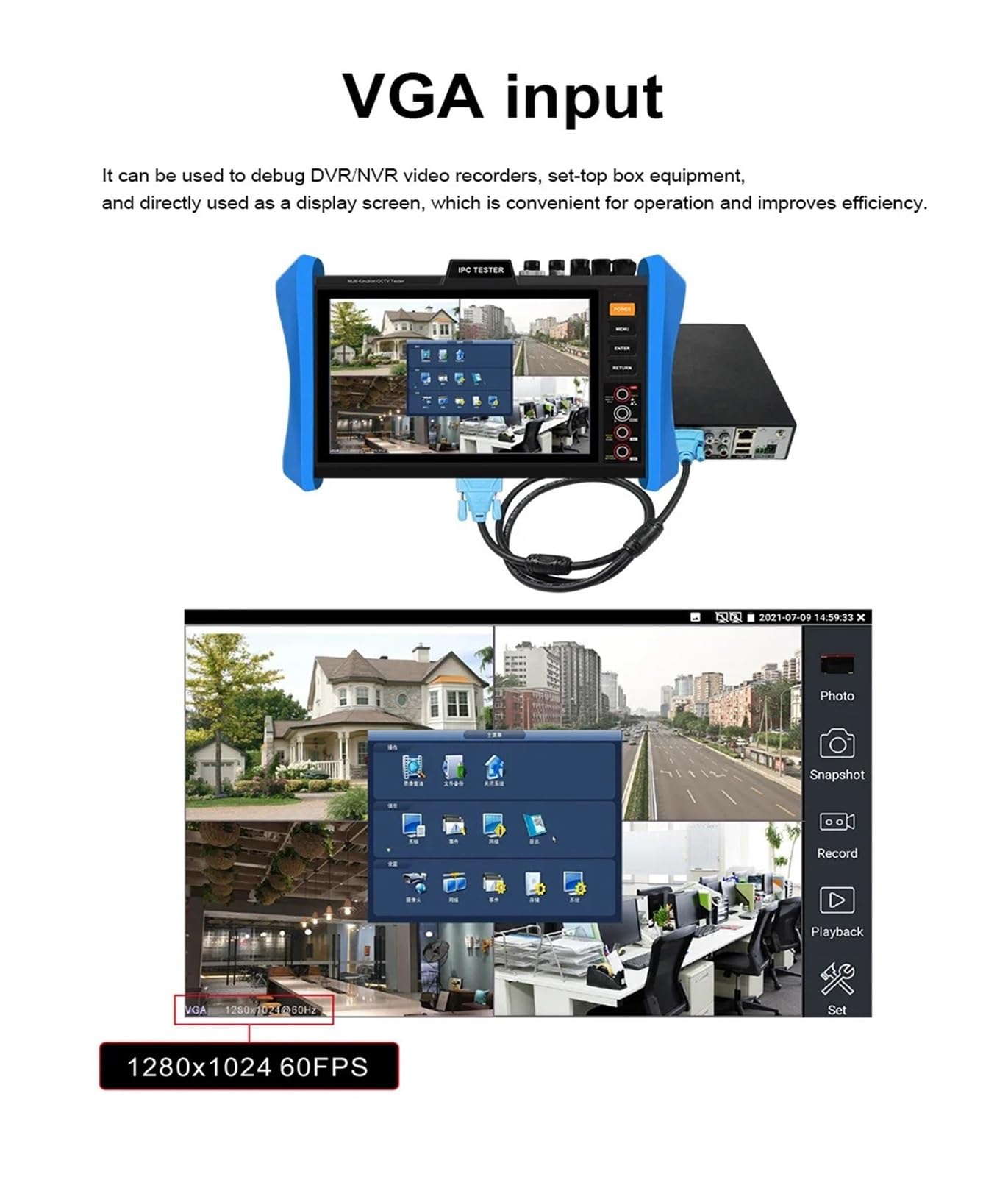 Monitor testowy CCTV, Najnowszy 8-Cal 4K Tester CCTV Monitor H.265 AHD CVI TVI kamery IP IPC POE++ SFP Moduł optyczny VGA(IPC-T90-ADHS Plus)