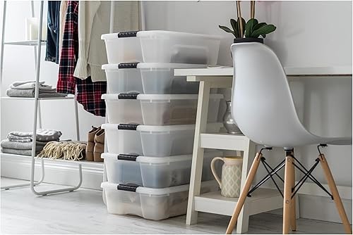 Vista 31 de IRIS USA - Caja de almacenamiento de plástico de 19 cuartos de galón con tapa y pestillos – Paquete de 4 – sin BPA, solución de organización