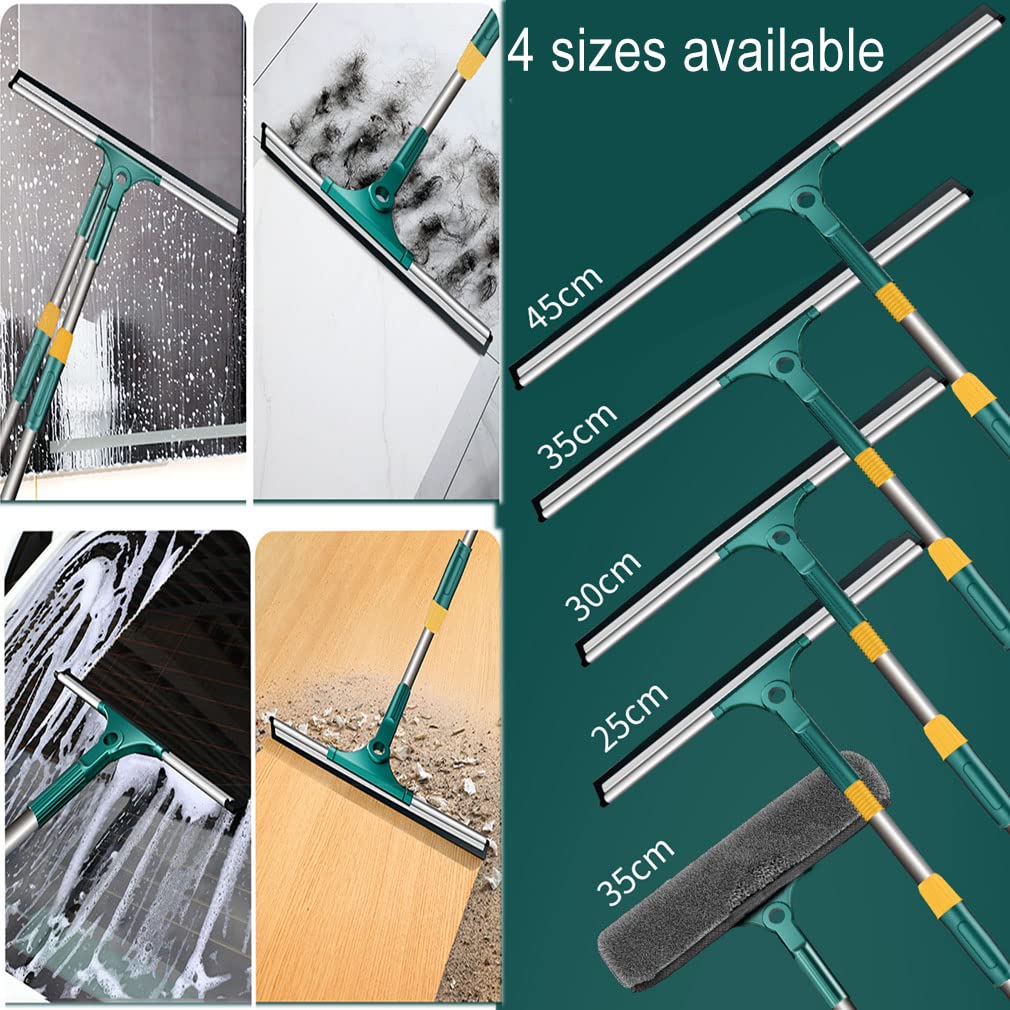 Limpia Cristales Ventanas con 150cm Poste Extensible Herramienta de Limpieza de Ventanas con Paño de Microfibra Cepillo para Limpiar Ventanas, Vidrio, Automóvil, Ducha (25cm)