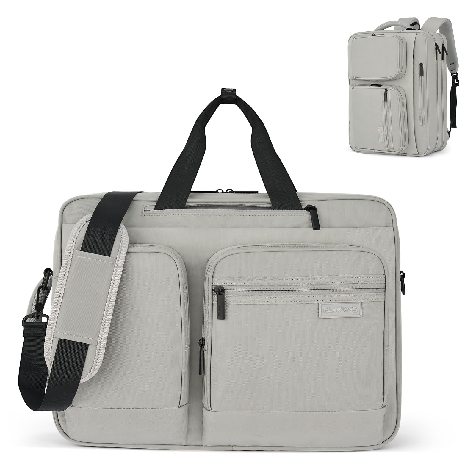 Hanke Convertible Laptop Bag, 3 In 1 Briefcase Backpack 17.3 Inch Computer Bag for Men Women, Travel Laptop Briefcase Messenger Bag, Underseat Carry