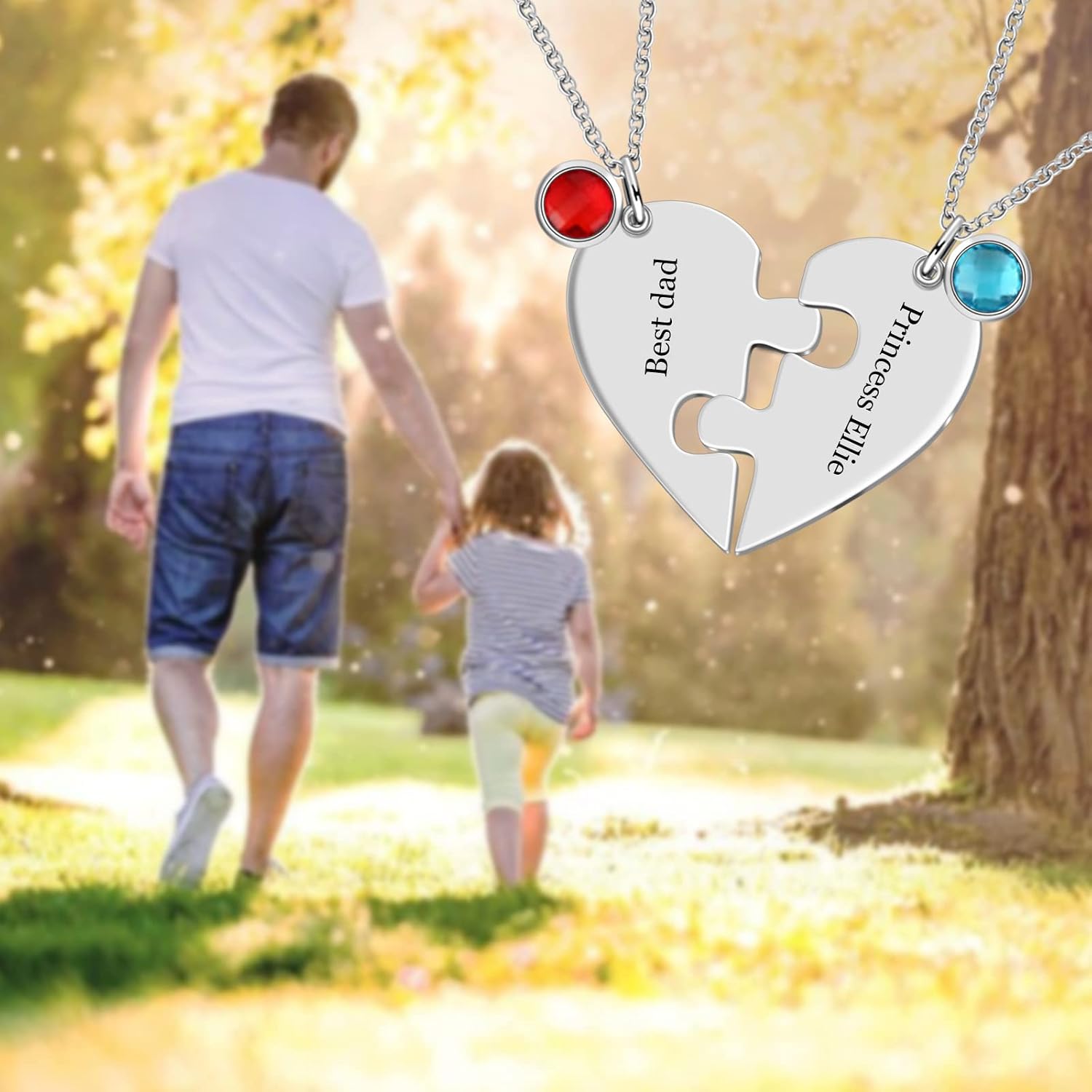 MissNaNa 19.7" BFF Necklace Personalized Stitching Necklace with Birthstone 2/3/4/5/6 Pcs Customized Heart Puzzle Necklace for Family BFF Friendship Pendants