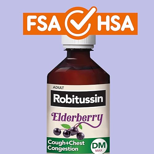 Miniatura 8 de Robitussin Medicamento DM para la tos y la congestión torácica de baya de saúco de máxima fuerza para adultos, líquido para aliviar la congestión de