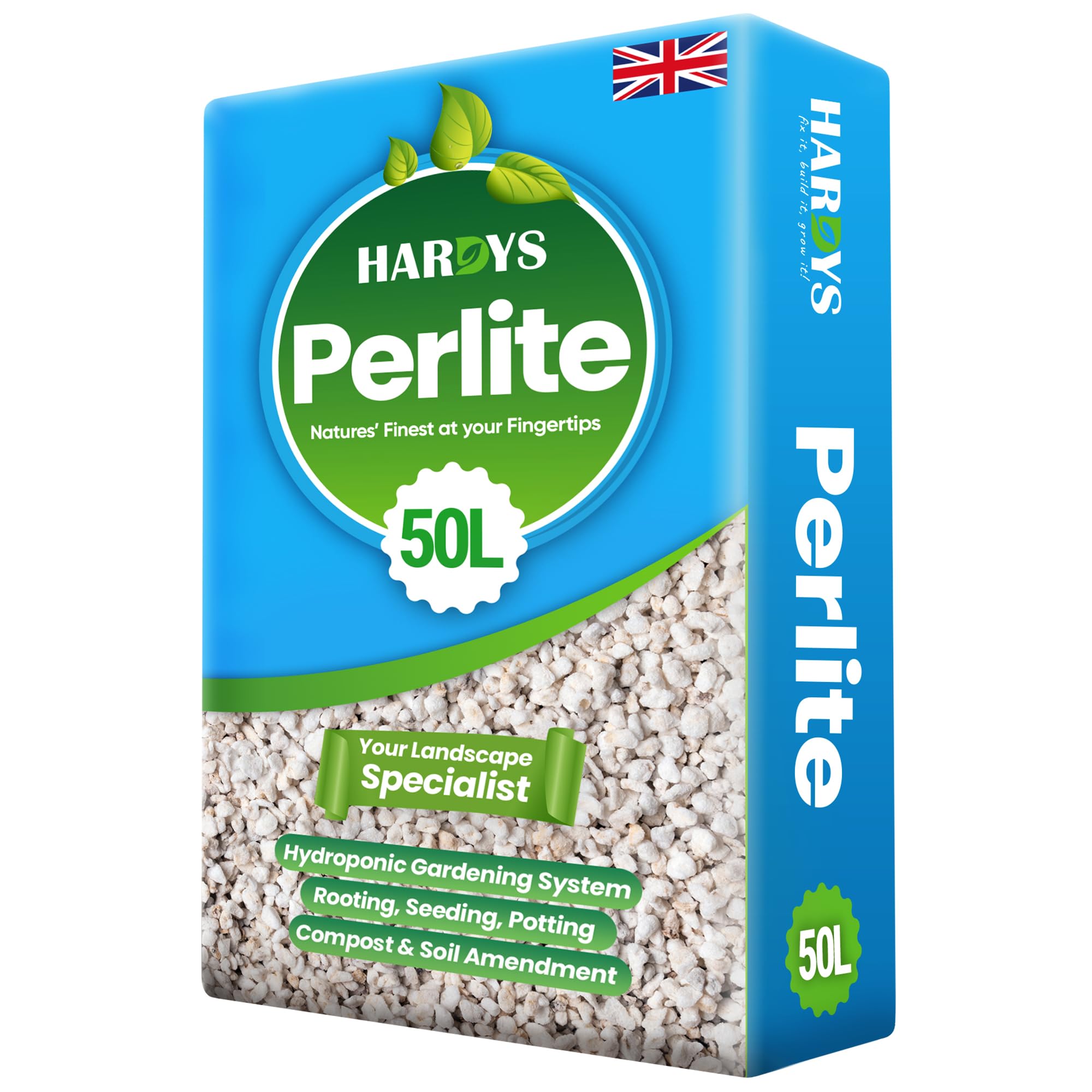 Hardys Perlite for Plants 50L - Horticultural Grit Compost, Soil, Succulent Potting Mix Additive - Natural Volcanic Rock Graded 2-4mm for Bulk Growing, Rooting, Cutting, Potting