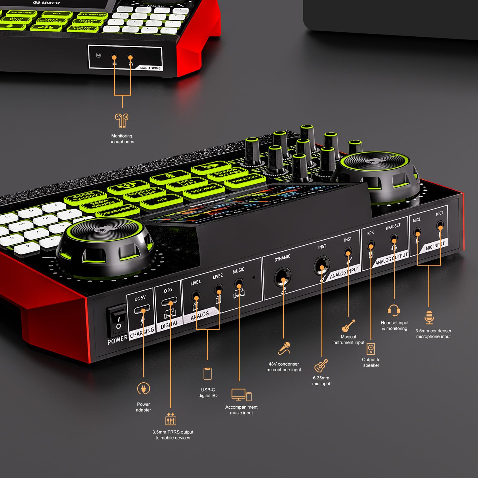 podcast microphone bundle, Live Sound Card with Audio Interface, All-in-One Audio Mixer with Voice Changer, Condenser Microphone for Live Streaming, Singing, Gaming, and Content Creation. - Image 6