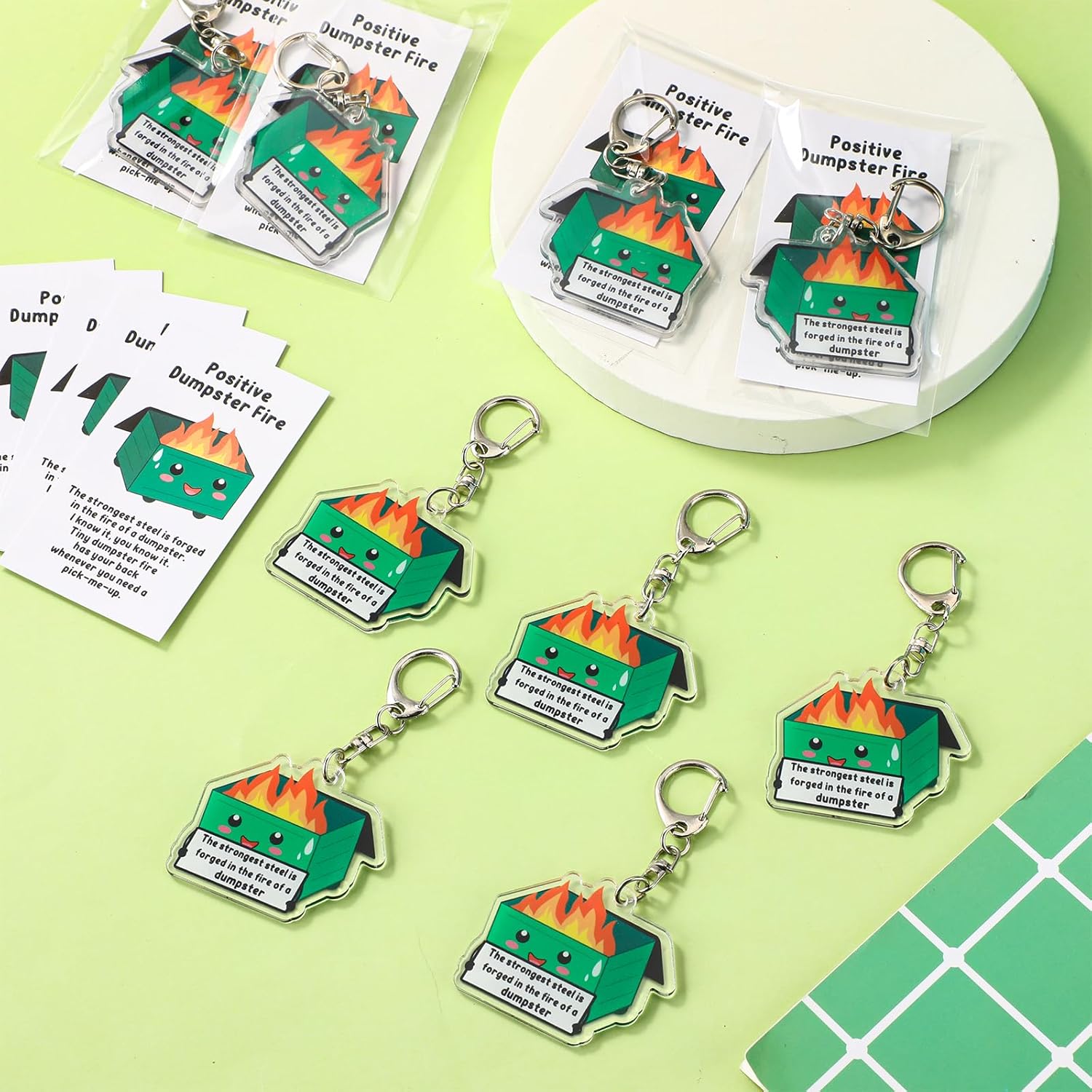 Dumpster Fire Acrylic Keychains Gift Bulk Office Valentines Gifts for Staff Employee Coworker Team Groups - Image 5