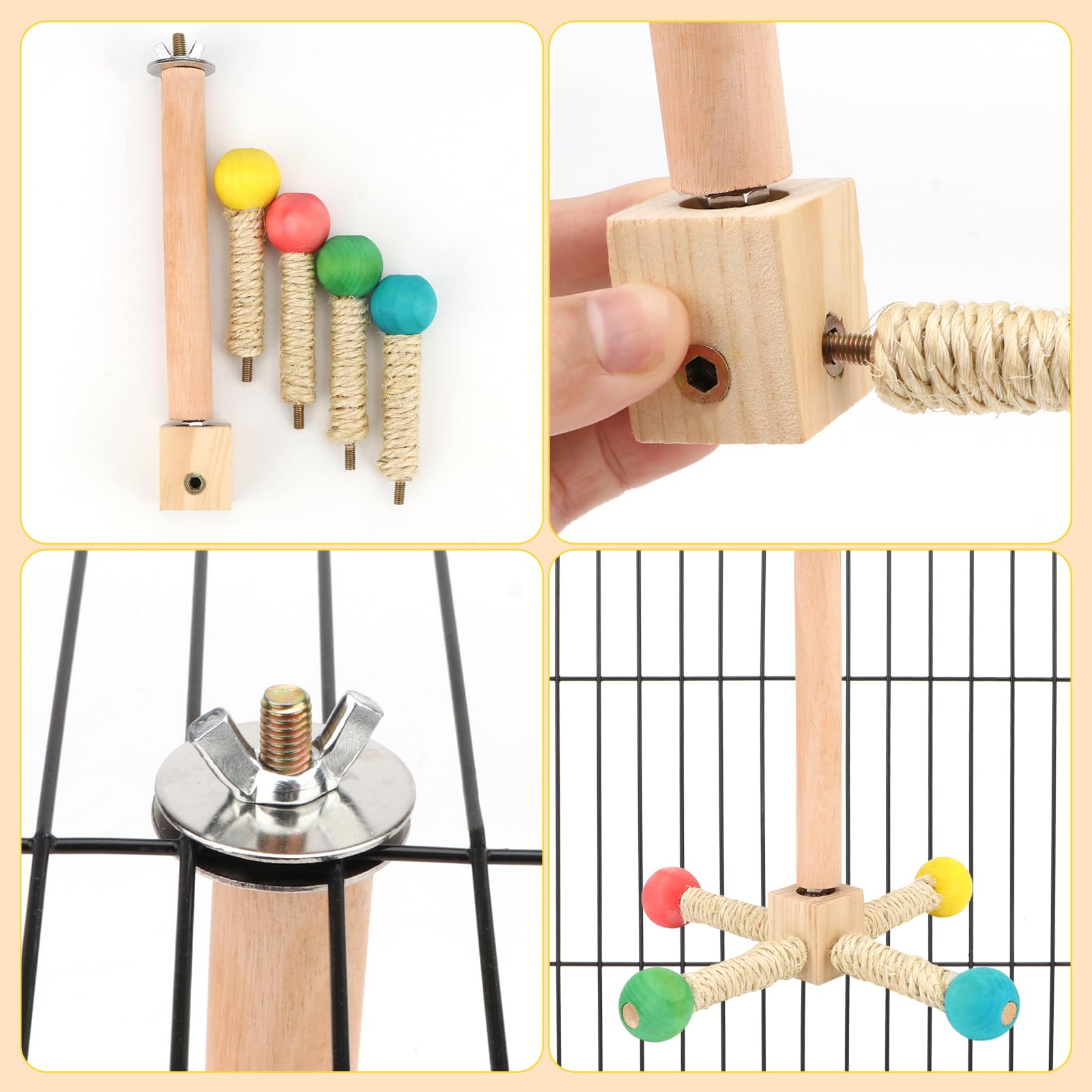Hypeety Spinning Bird Perch Stand Toy Natural Wood Interactive Exercise Wheel for Parrots Parakeets, Budgies, Lovebirds - Image 4