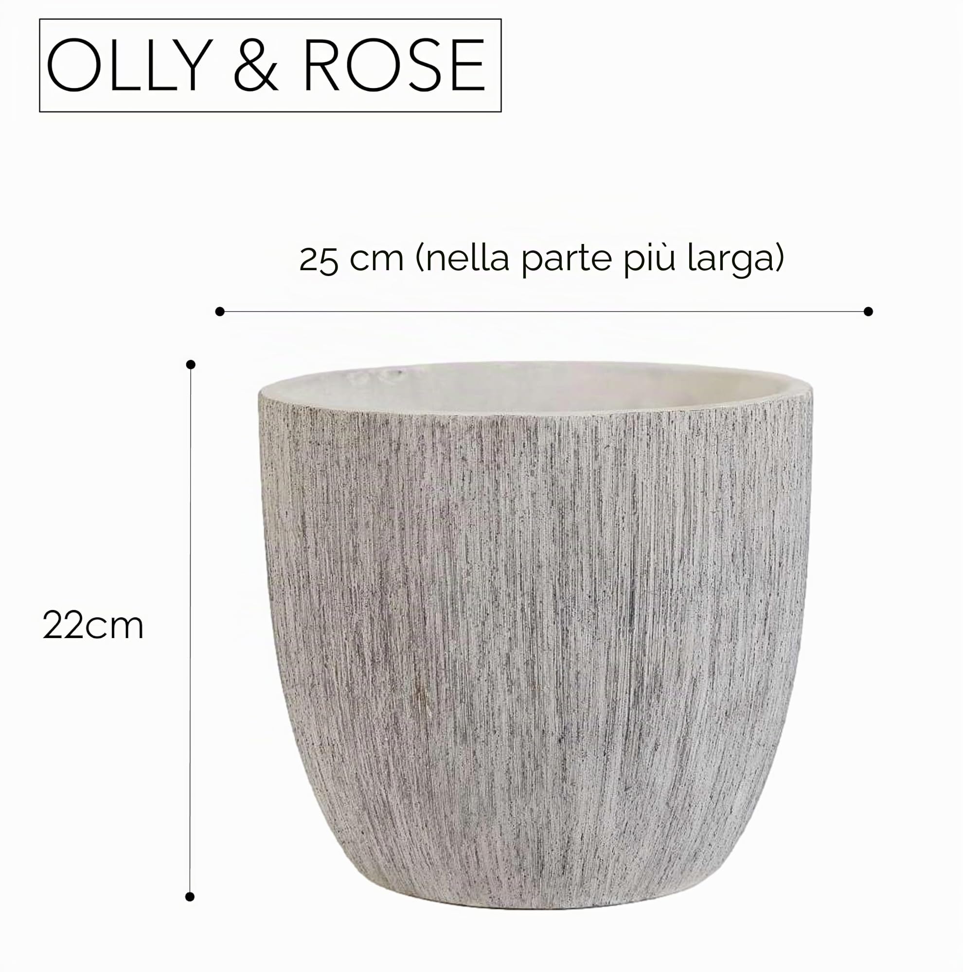 Olly & Rose grandi vasi in ceramica grigio spazzolato