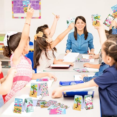 Miniatura 5 de Faccito 24 piezas de flamenco para fiestas de verano, mini bloc de notas de bolsillo hawaiano, espirales tropicales, Luau, pequeñas notas