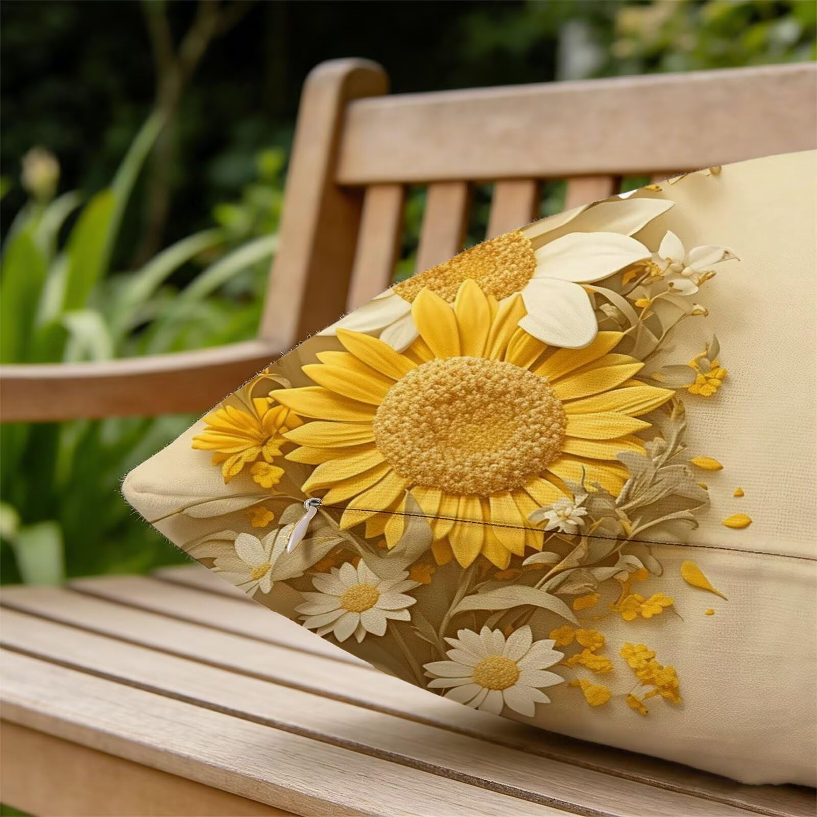 Générique Housse Coussin Exterieur Impermeable 30x50cm Jaune Décoratif Taie d'oreiller Decoration Flower Housse de Coussin Exterieur Impermeable pour Salon de Jardin Lot 2. T-4487