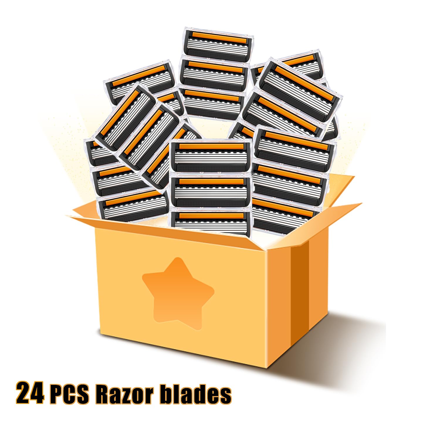 24PCS Razor Blades, 5-Layer Replacement Blades with Protective Fins for Men — view 5