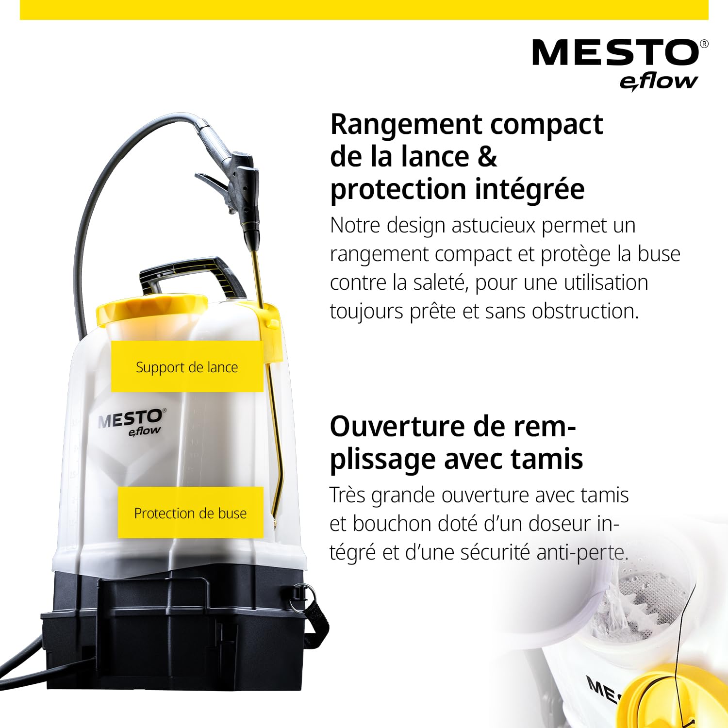 MESTO e.RS185 Pulvérisateur à Batterie à Dos 18 L | Pulverisateur Electrique Puissant 4,8 Bar | Pulverisateur de Jardin a Dos électrique pour désherbage et Plantes - Compatible Bosch AMPShare 18 V